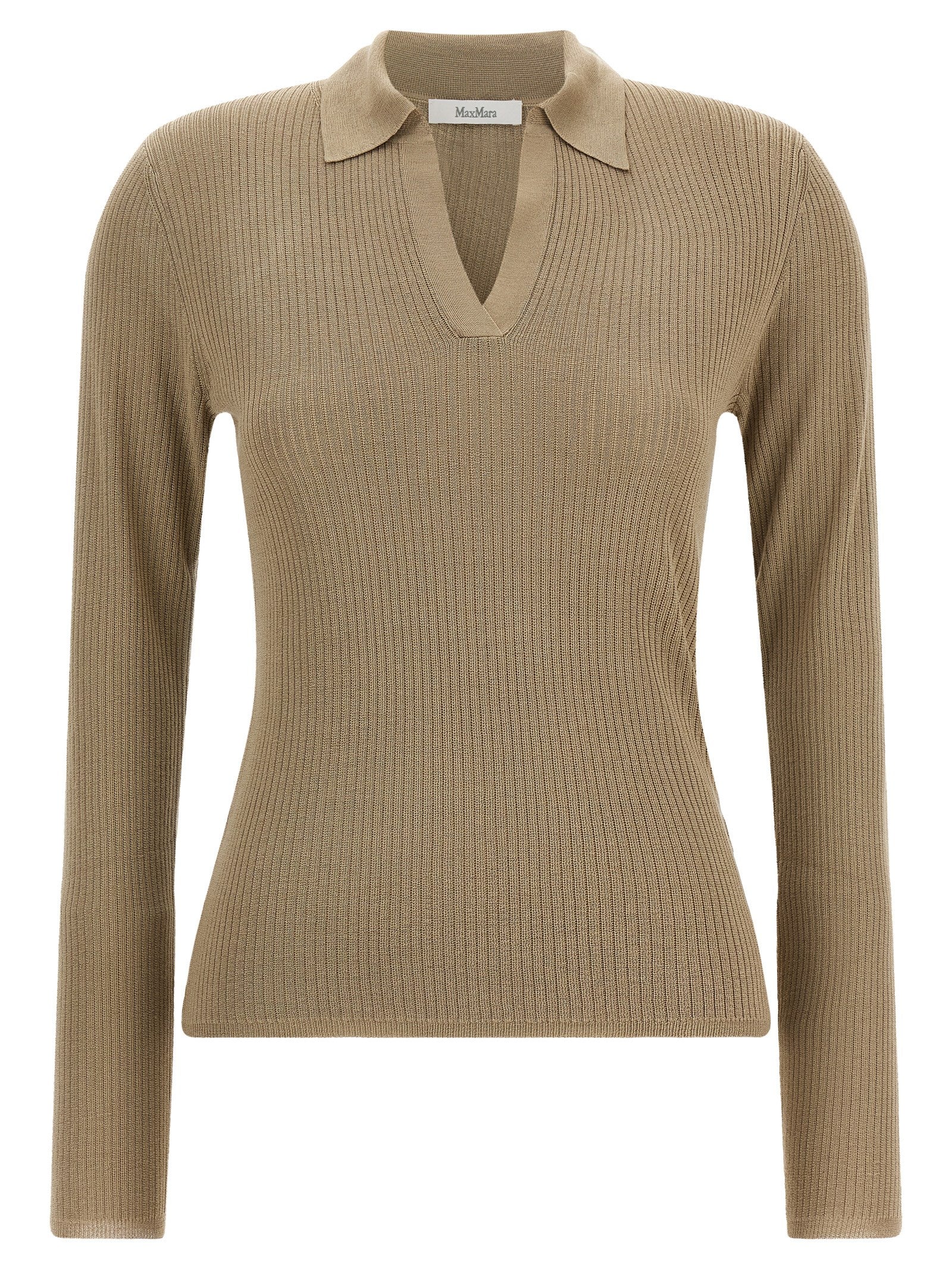 Max Mara Beige Seidenstrickjacke