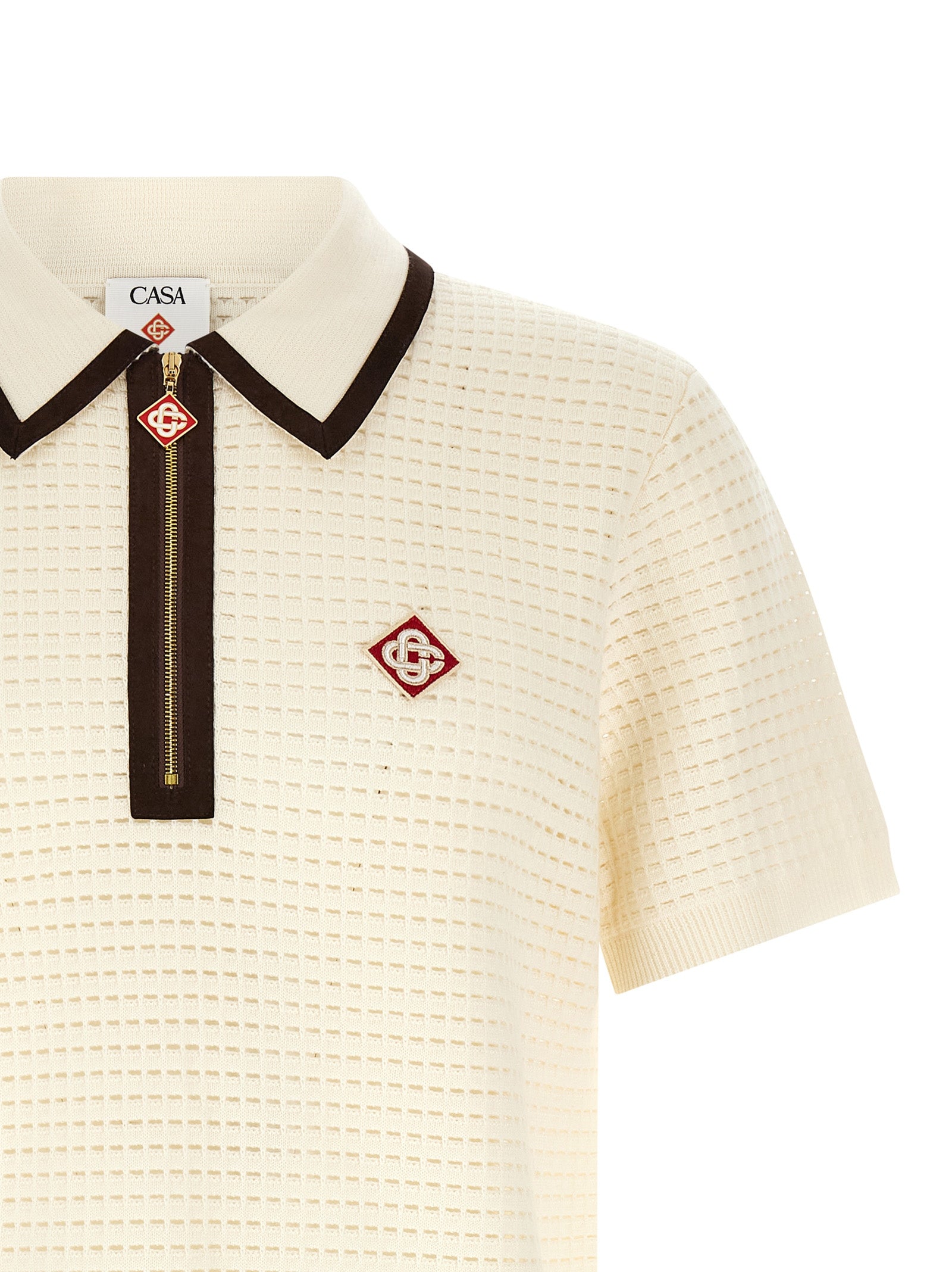 Casablanca Weißes Woll-Poloshirt