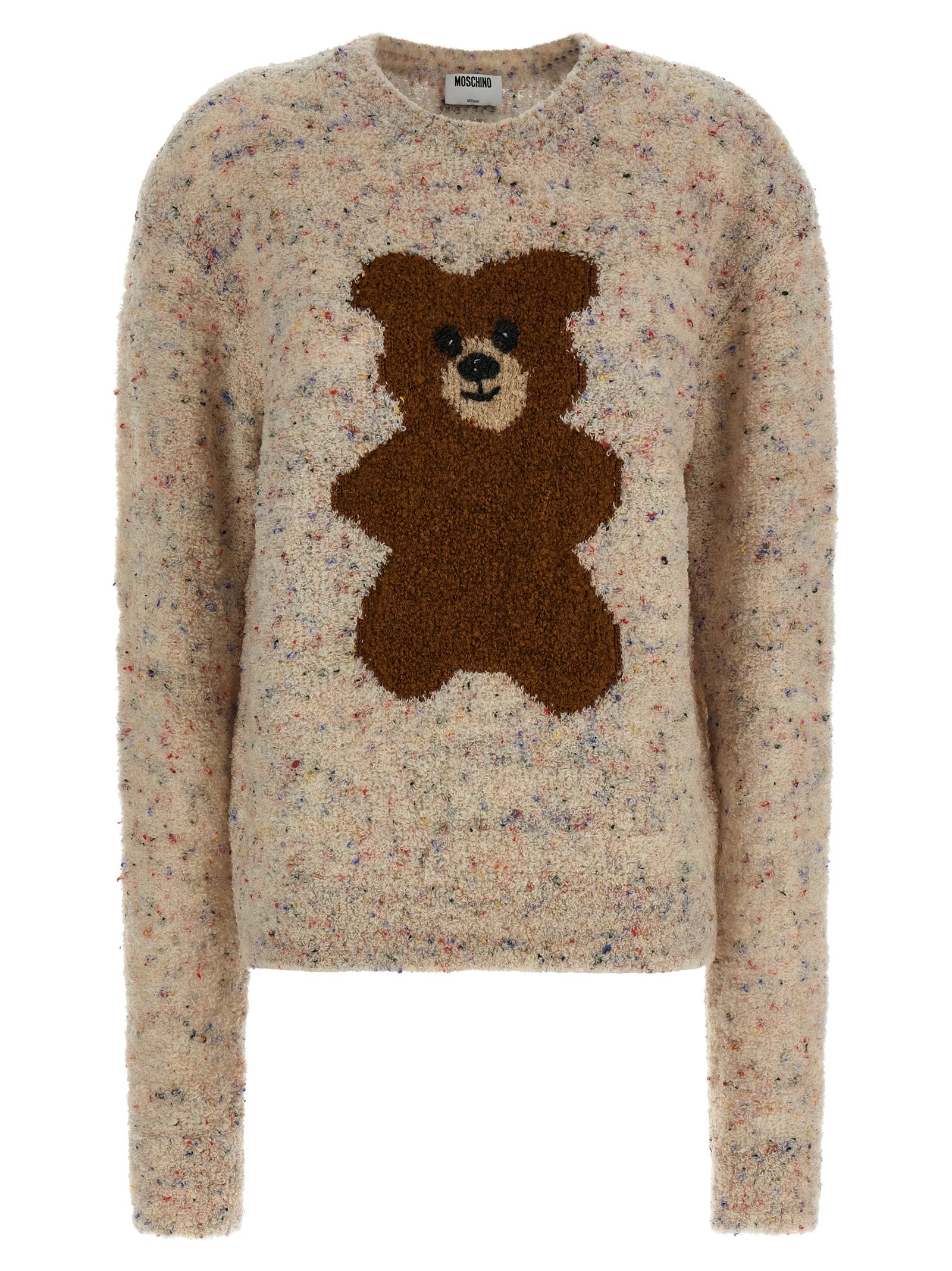 Moschino Mehrfarbige Strickjacke aus reiner Schurwolle