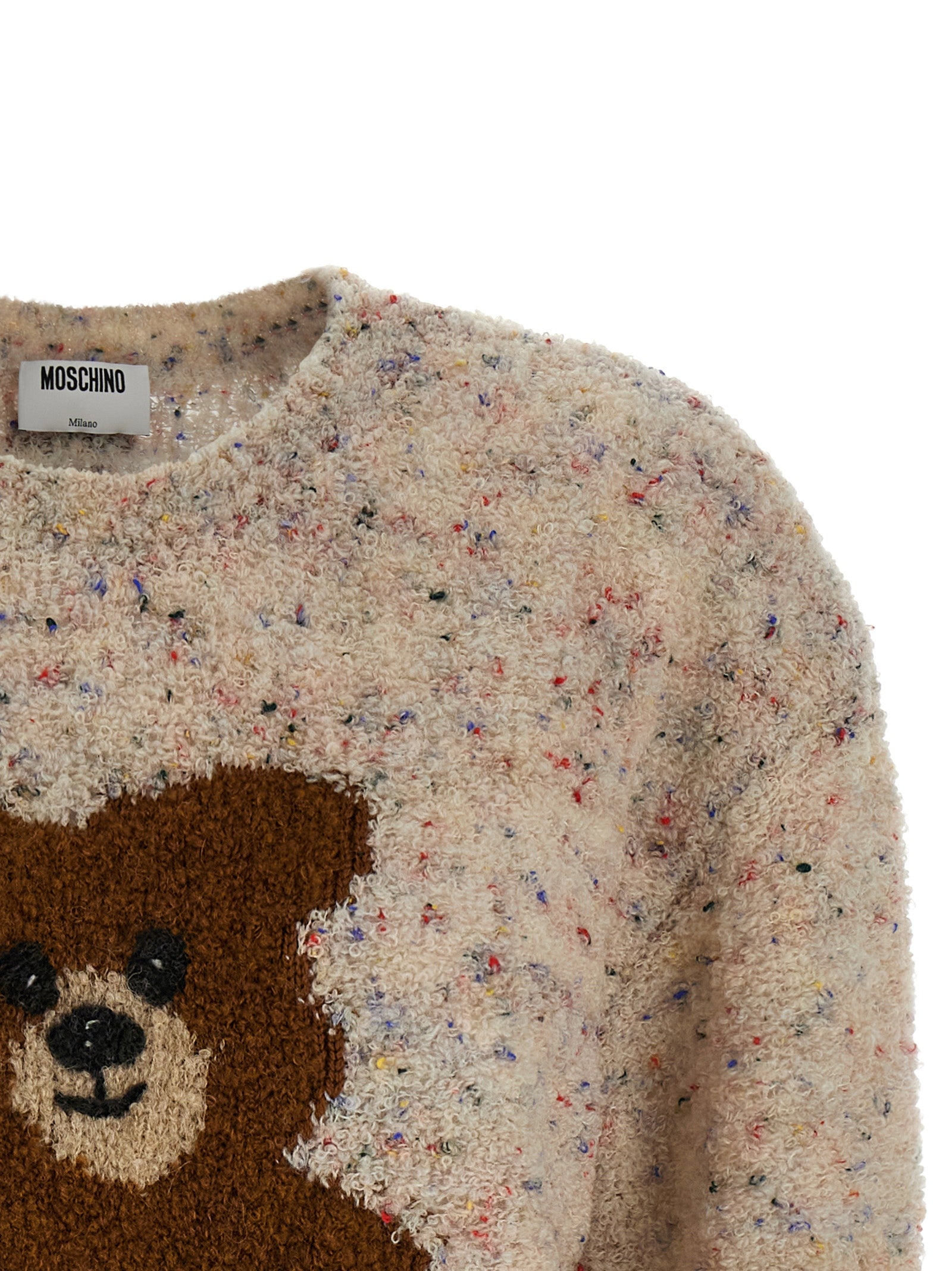Moschino Mehrfarbige Strickjacke aus reiner Schurwolle