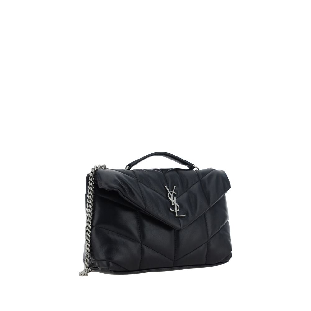 Saint Laurent Schwarze Lammleder Schultertasche Ovis Aries