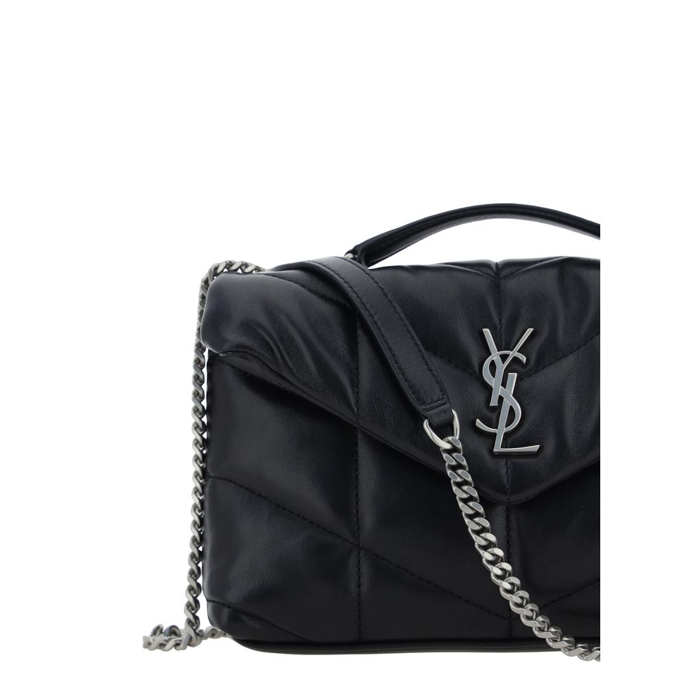 Saint Laurent Schwarze Lammleder Schultertasche Ovis Aries