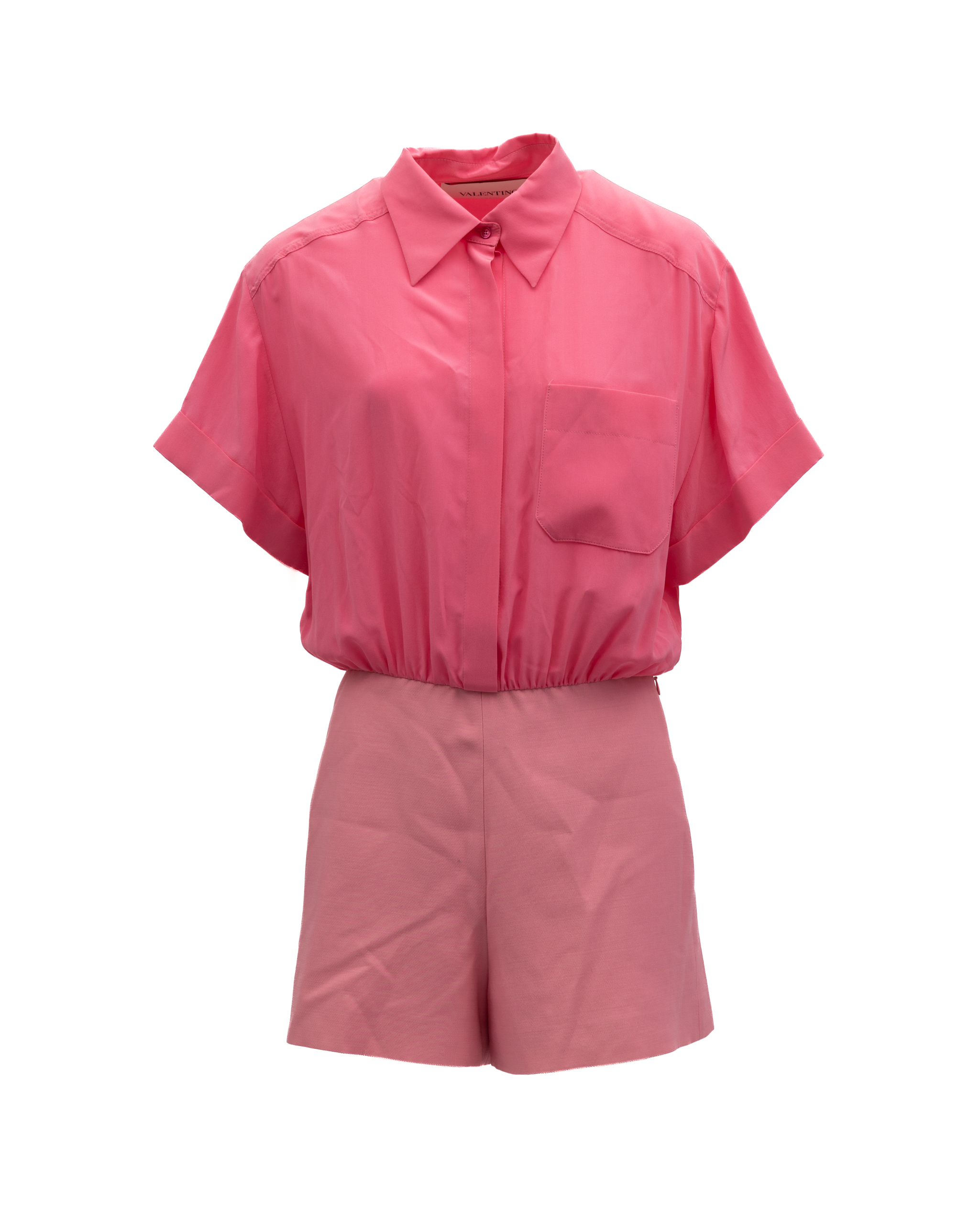 Valentino Garavani Pinkes Hemd-Stil Romper