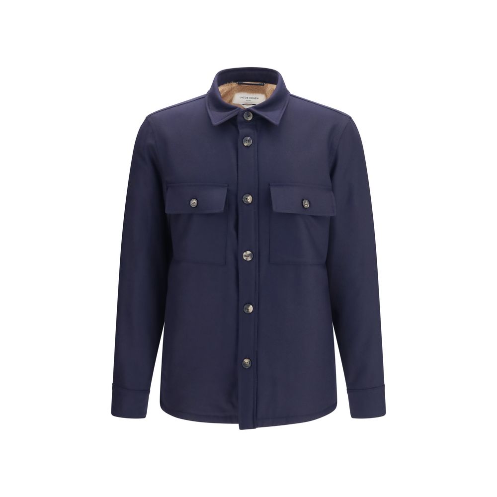 Jacob Cohen Blaue Jacke aus Wolle Oves Aries in voller Länge