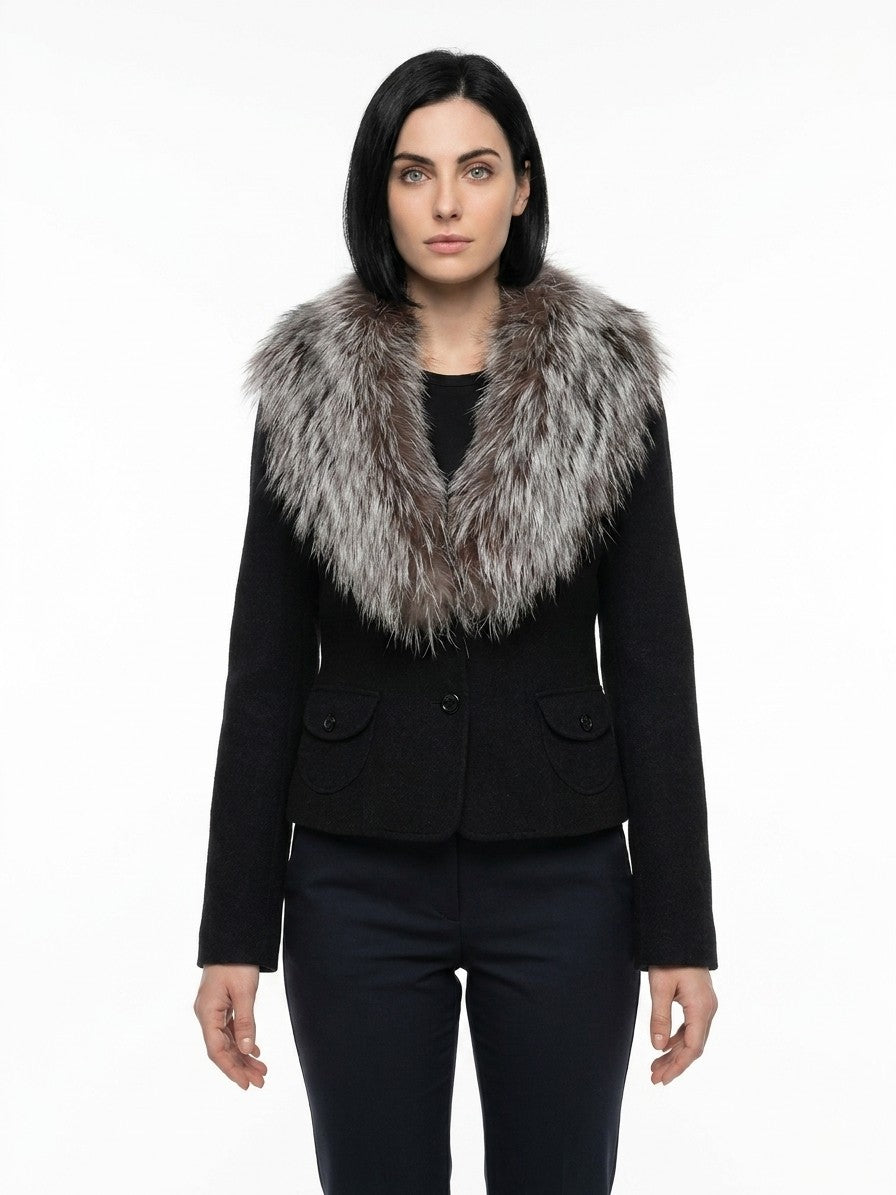 Dolce & Gabbana Grauer Virgin Wool Maxikleid