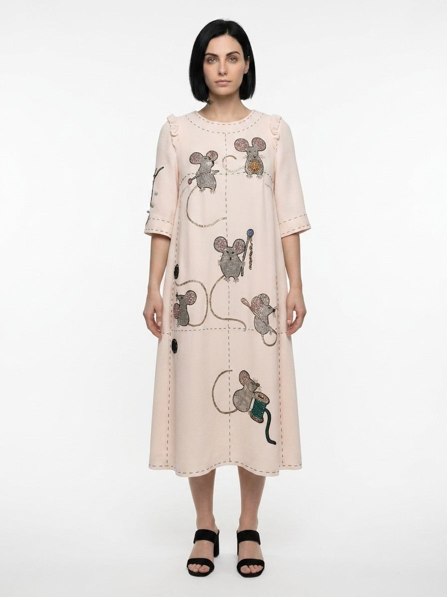Dolce & Gabbana Cremefarbenes Polyester-Freizeitkleid
