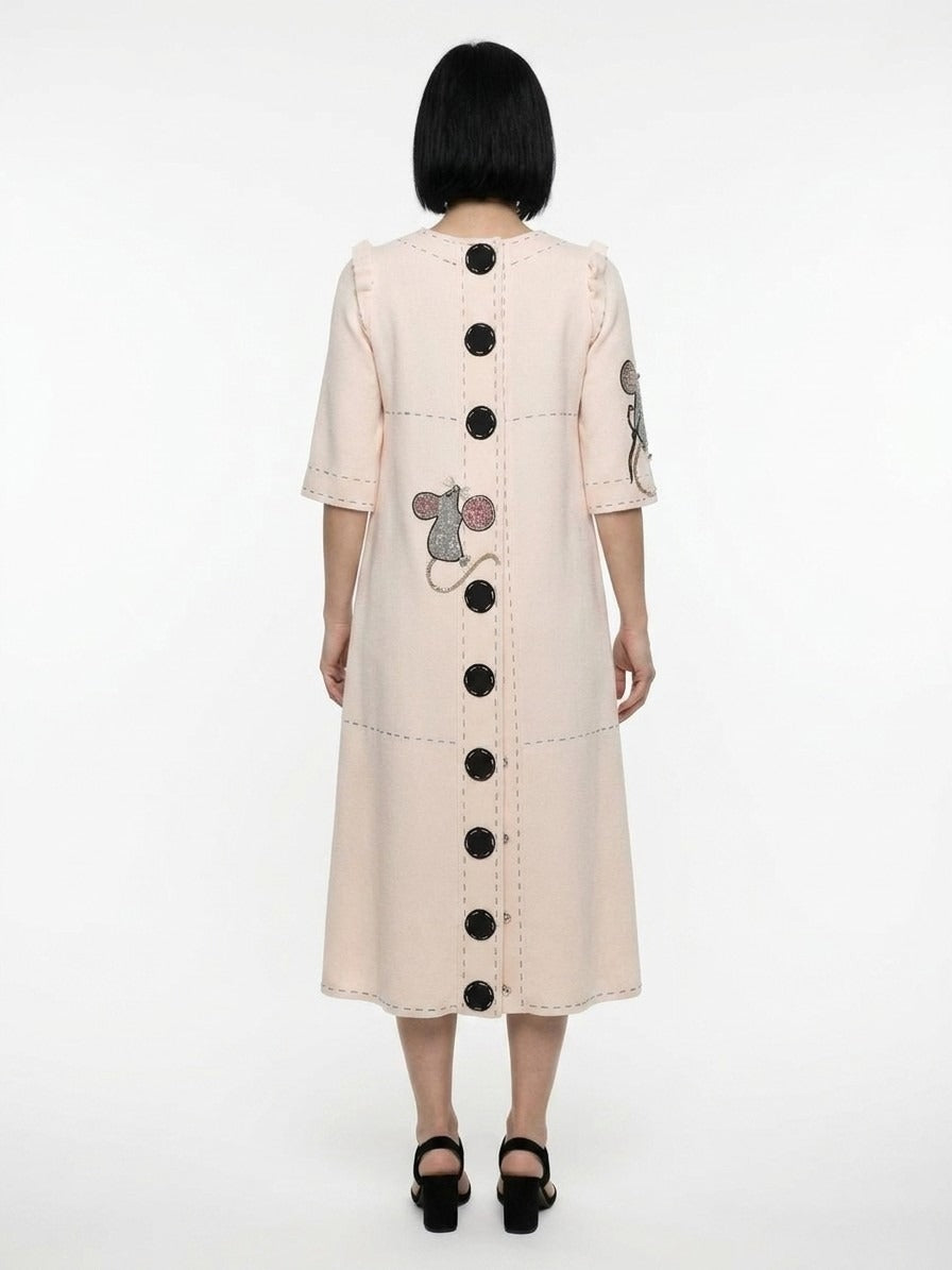 Dolce & Gabbana Cremefarbenes Polyester-Freizeitkleid
