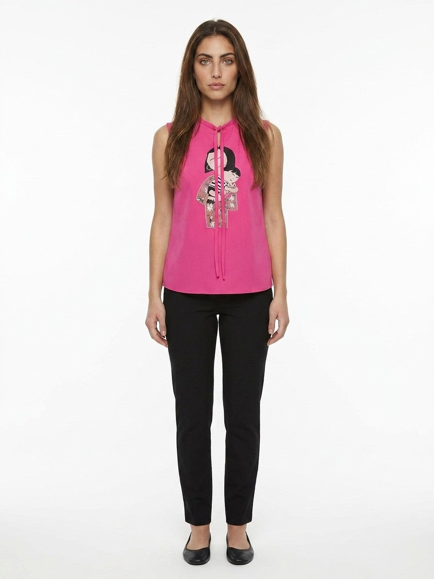 Dolce & Gabbana Ärmelloses T-Shirt aus pinkfarbenem Elastan