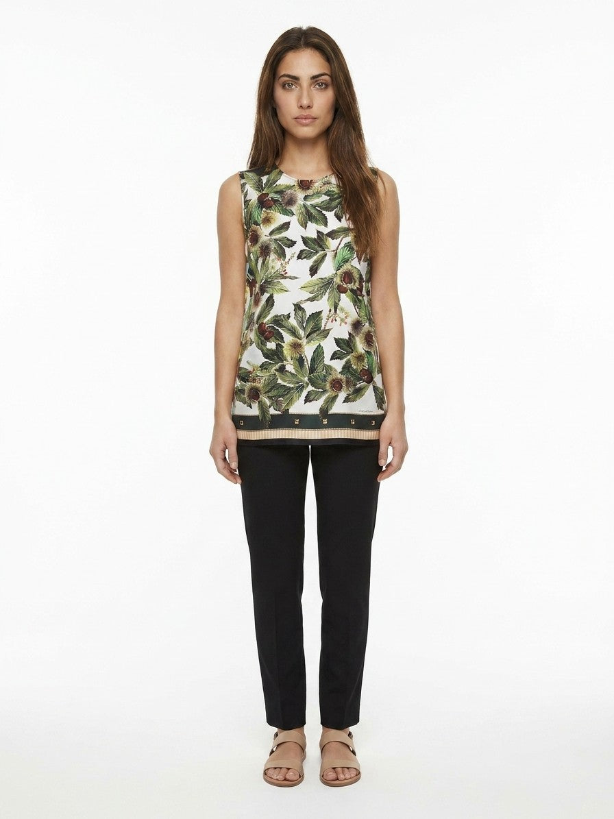 Dolce & Gabbana Ärmelloses Seiden-T-Shirt in Bicolor
