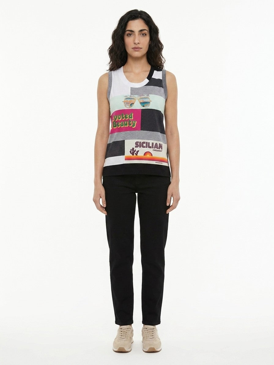 Dolce & Gabbana Blaue Baumwoll-Tanktops
