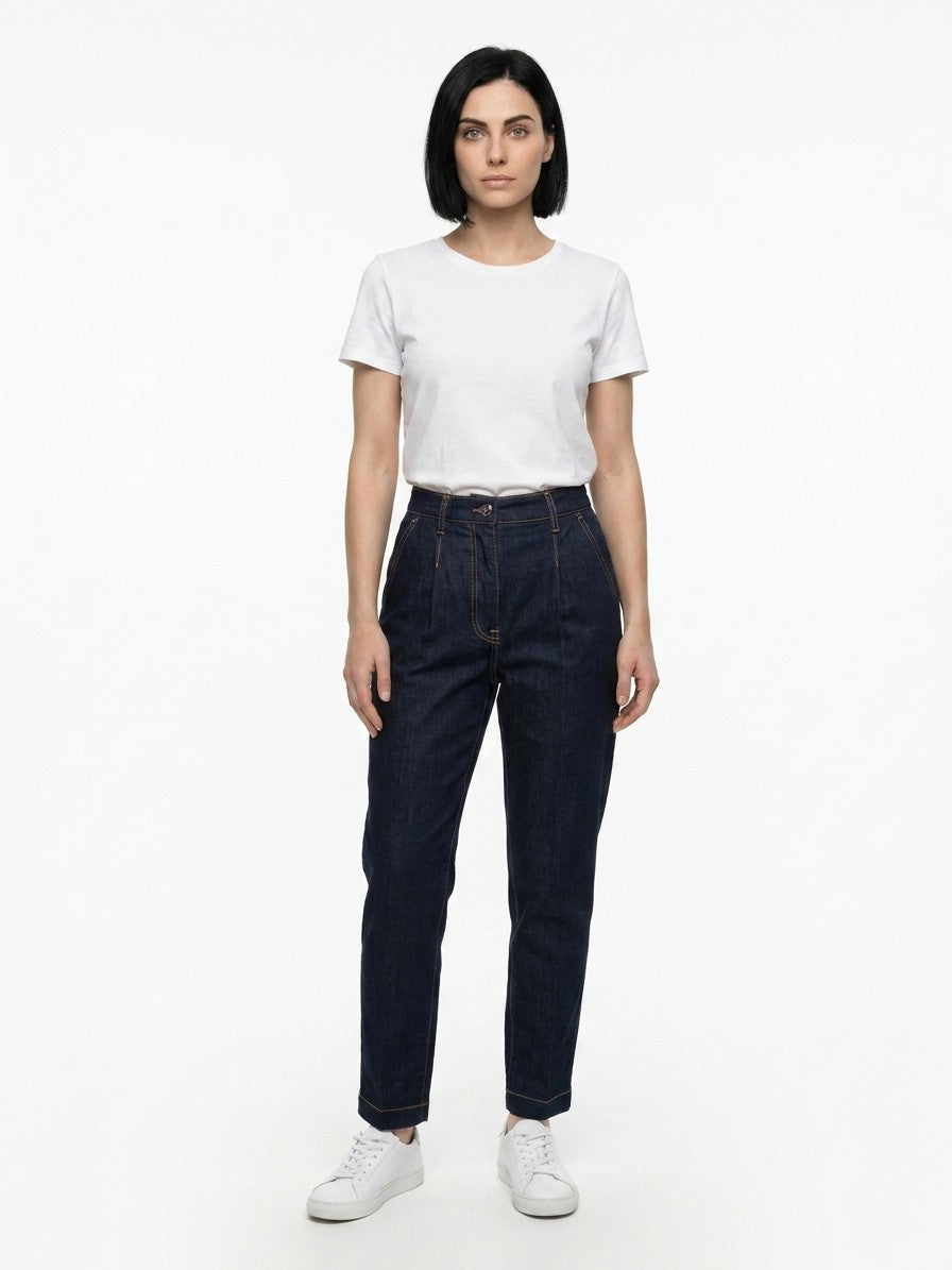 Dolce & Gabbana Marineblaue Baumwoll-Jeans im geraden Schnitt