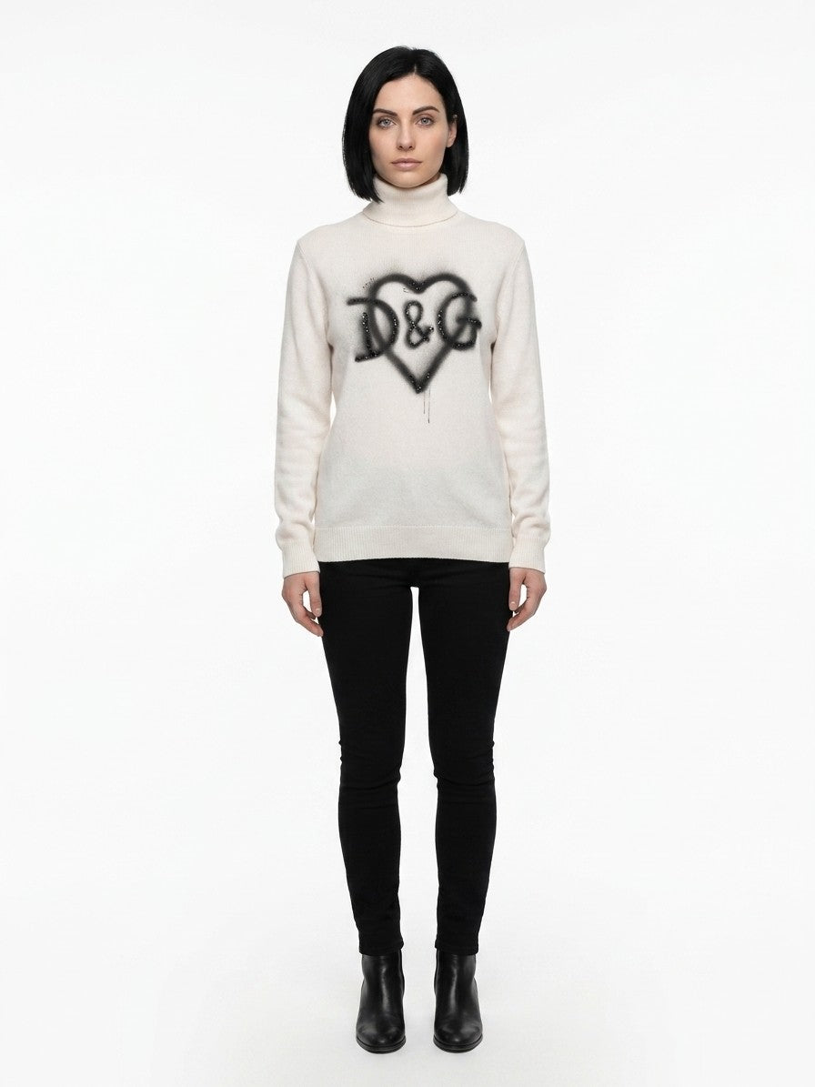 Dolce & Gabbana Weißer Kaschmir-Rollkragenpullover