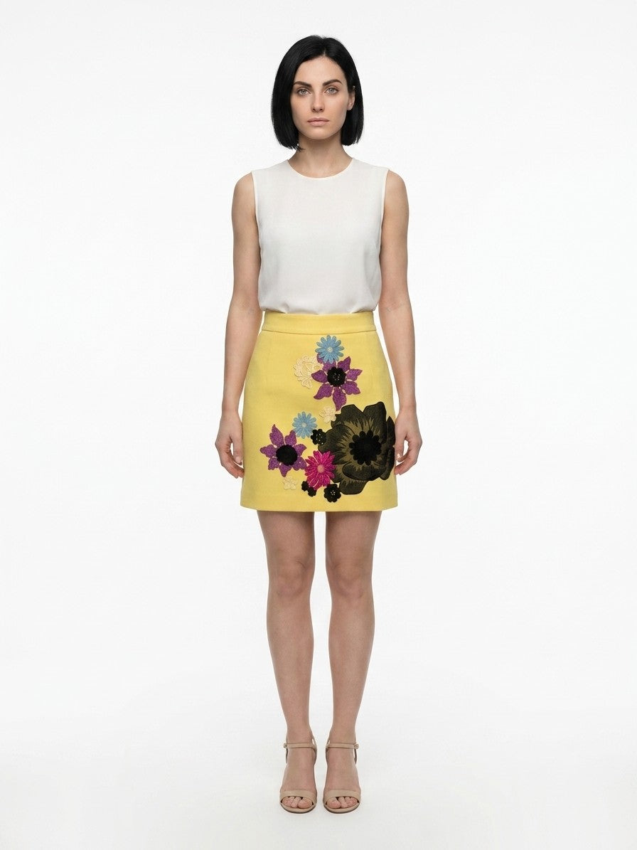 Dolce & Gabbana Minirock aus gelber Wolle
