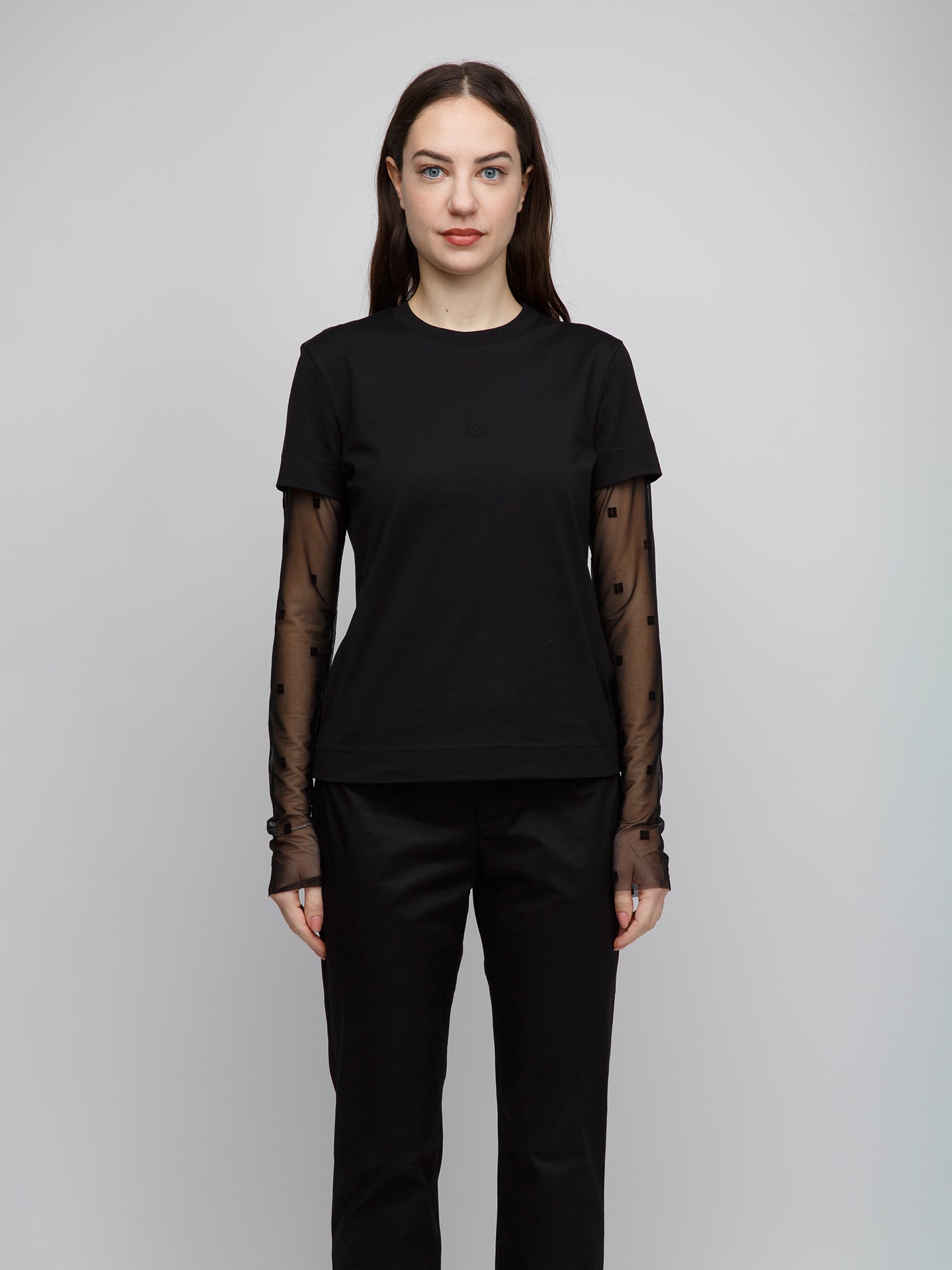 Givenchy Schwarzes Langarm-T-Shirt aus Baumwolle