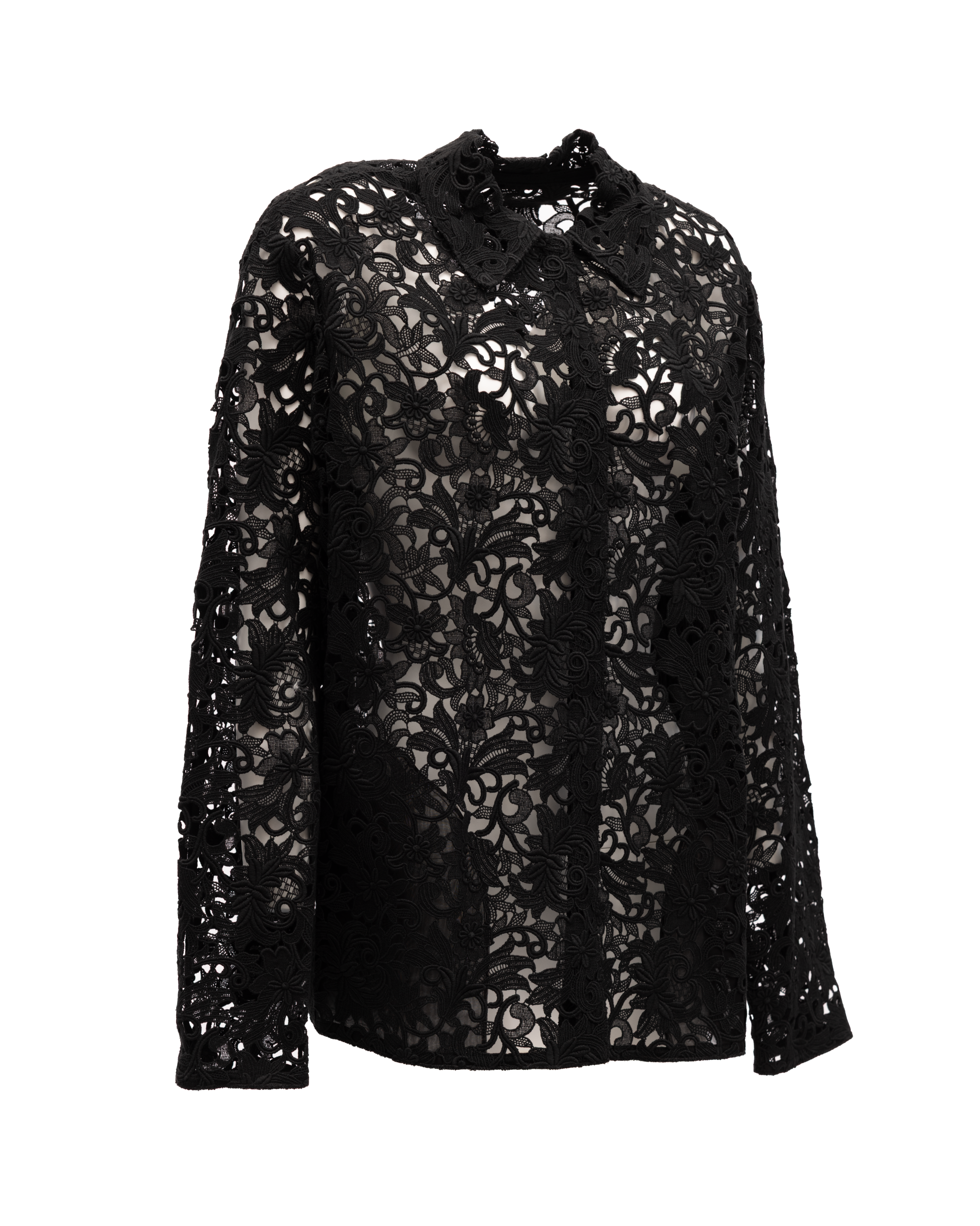 Valentino Garavani Schwarze Blumen-Spitzenbluse