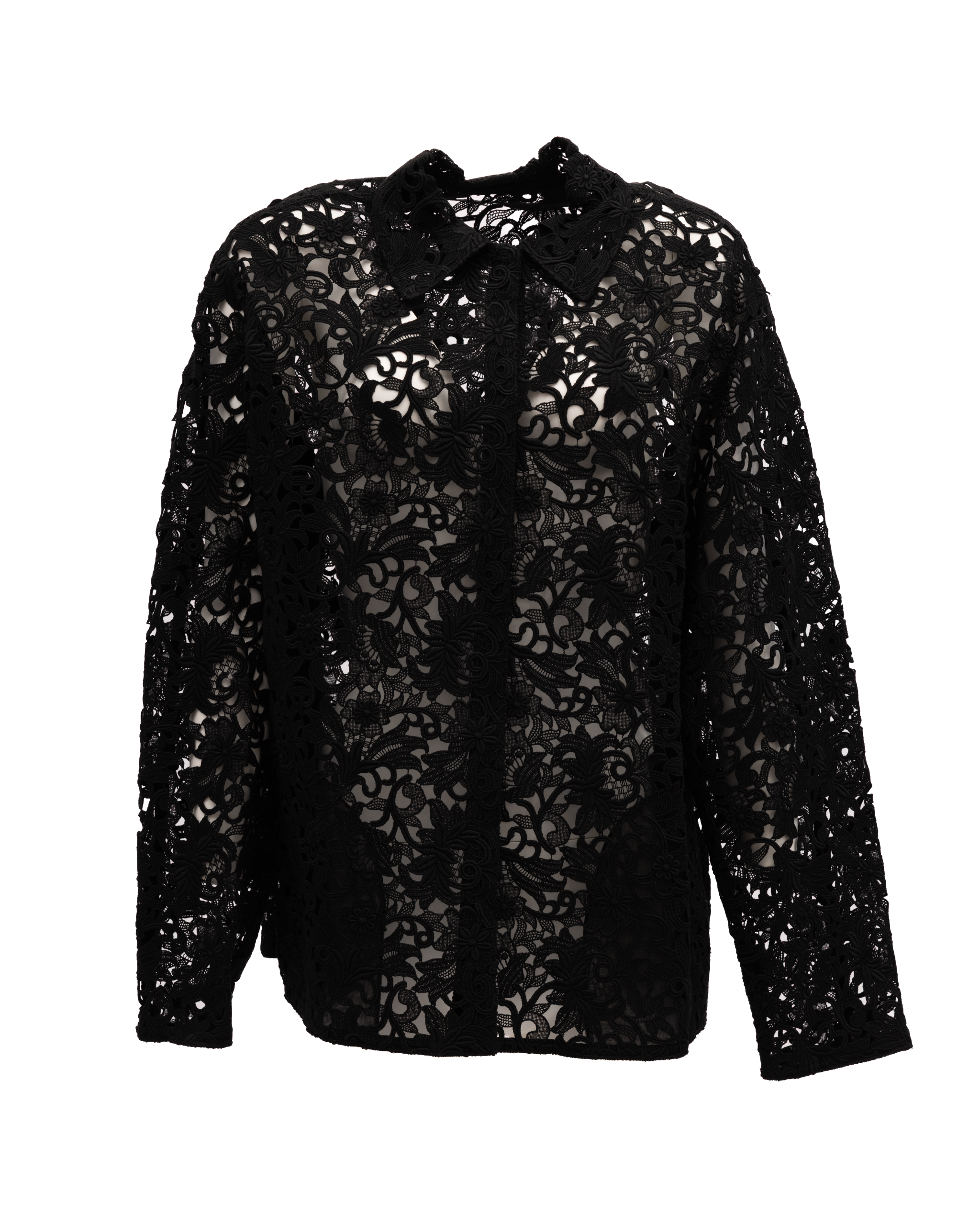 Valentino Garavani Schwarze Blumen-Spitzenbluse