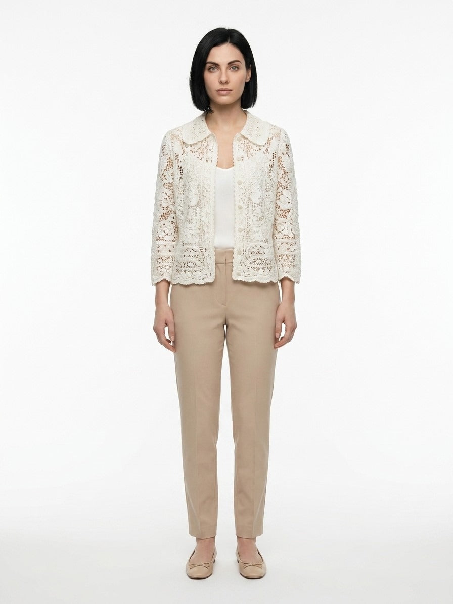 Dolce & Gabbana Weißer Strickcardigan aus Baumwolle