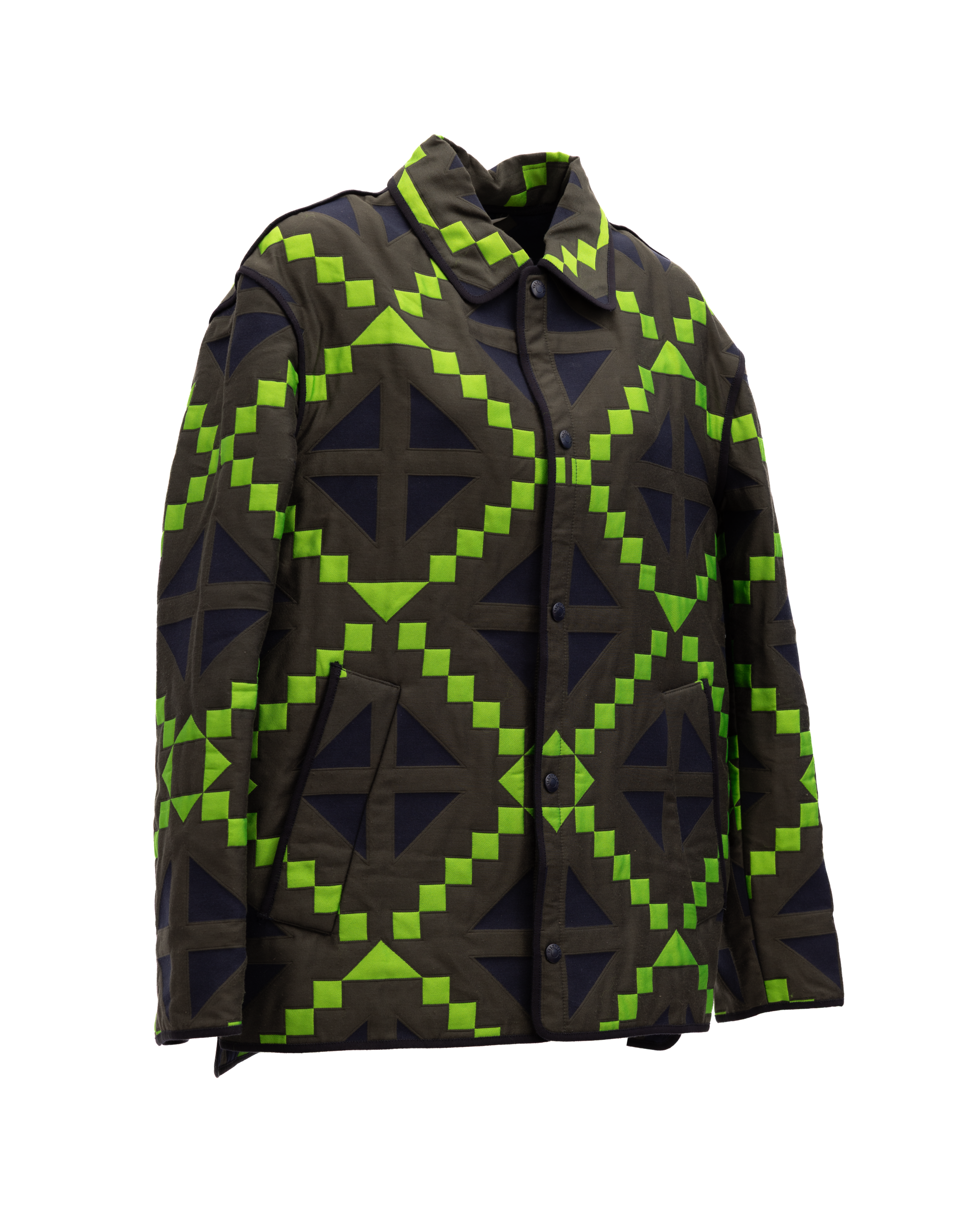 Valentino Garavani Grüne geometrische Knopfjacke