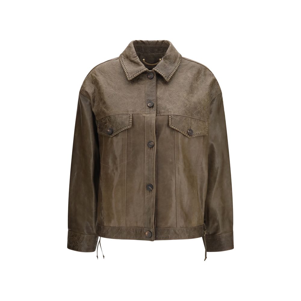 Golden Goose Braune Kalbslederjacke Bos Taurus