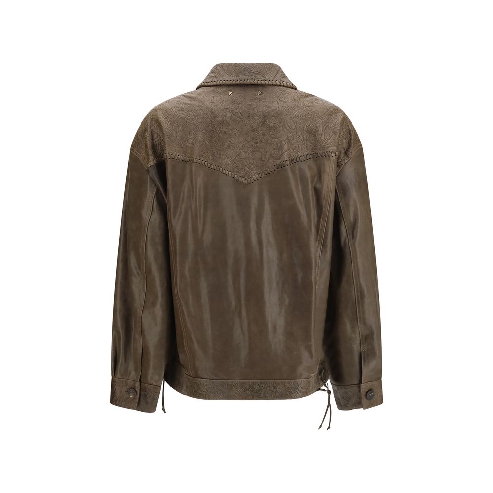 Golden Goose Braune Kalbslederjacke Bos Taurus