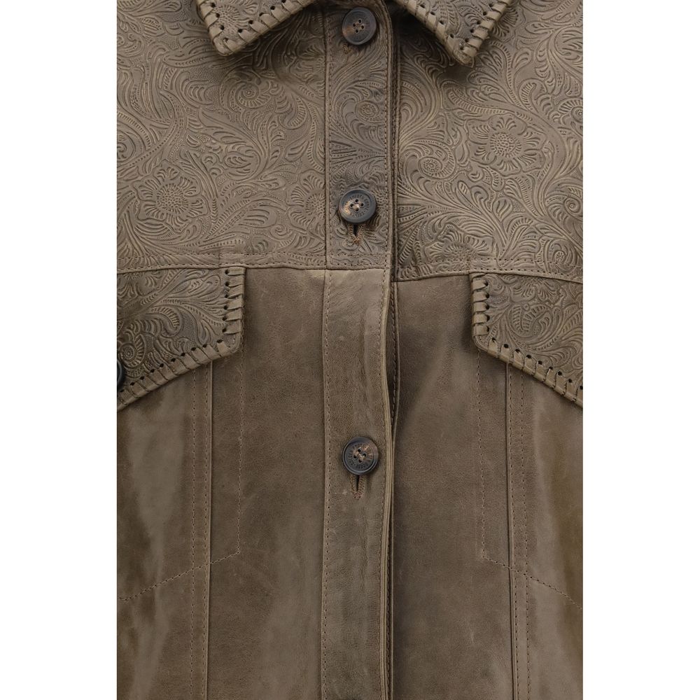 Golden Goose Braune Kalbslederjacke Bos Taurus