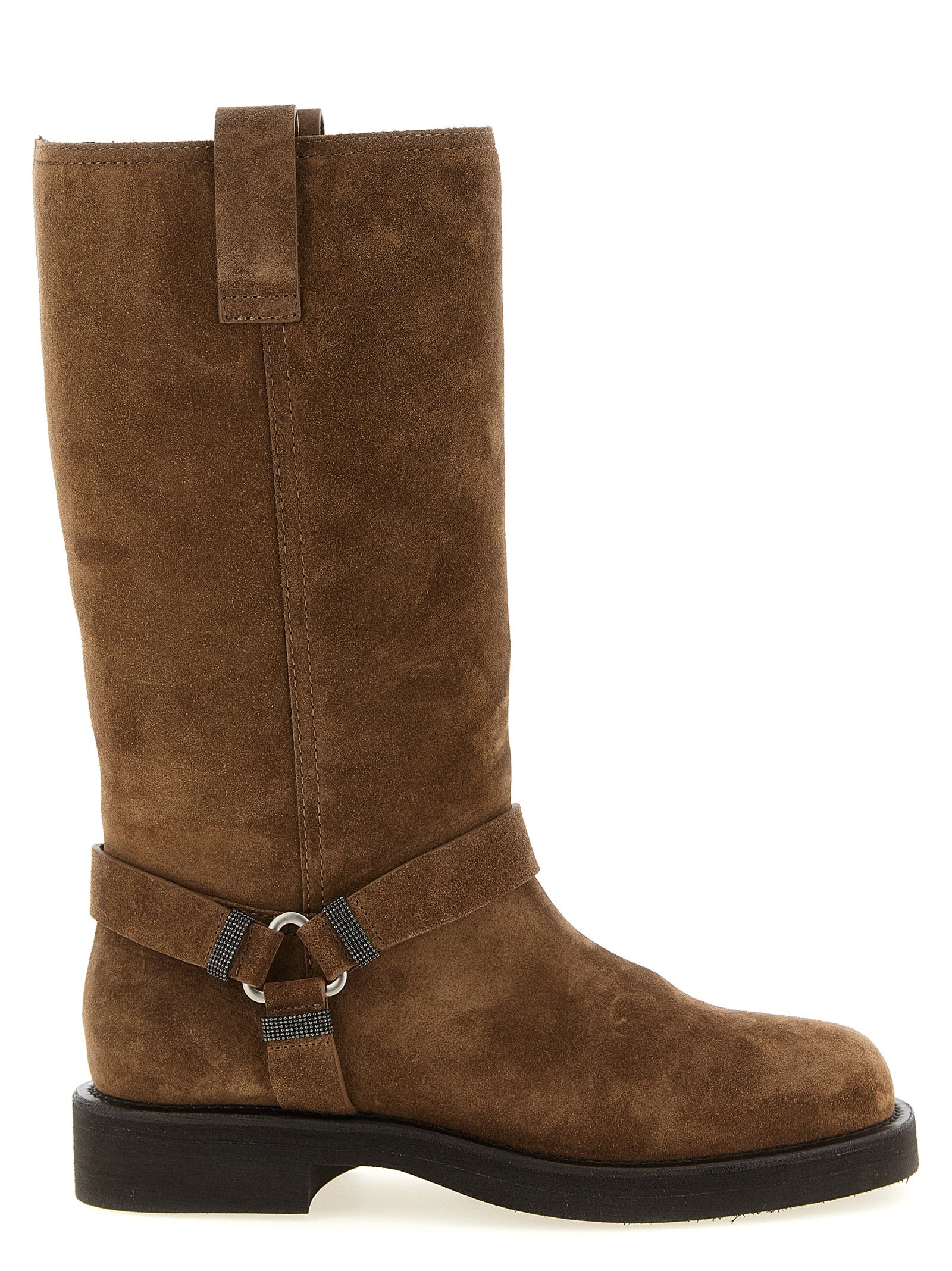 Brunello Cucinelli Braun Kalbsleder Overknee-Stiefel