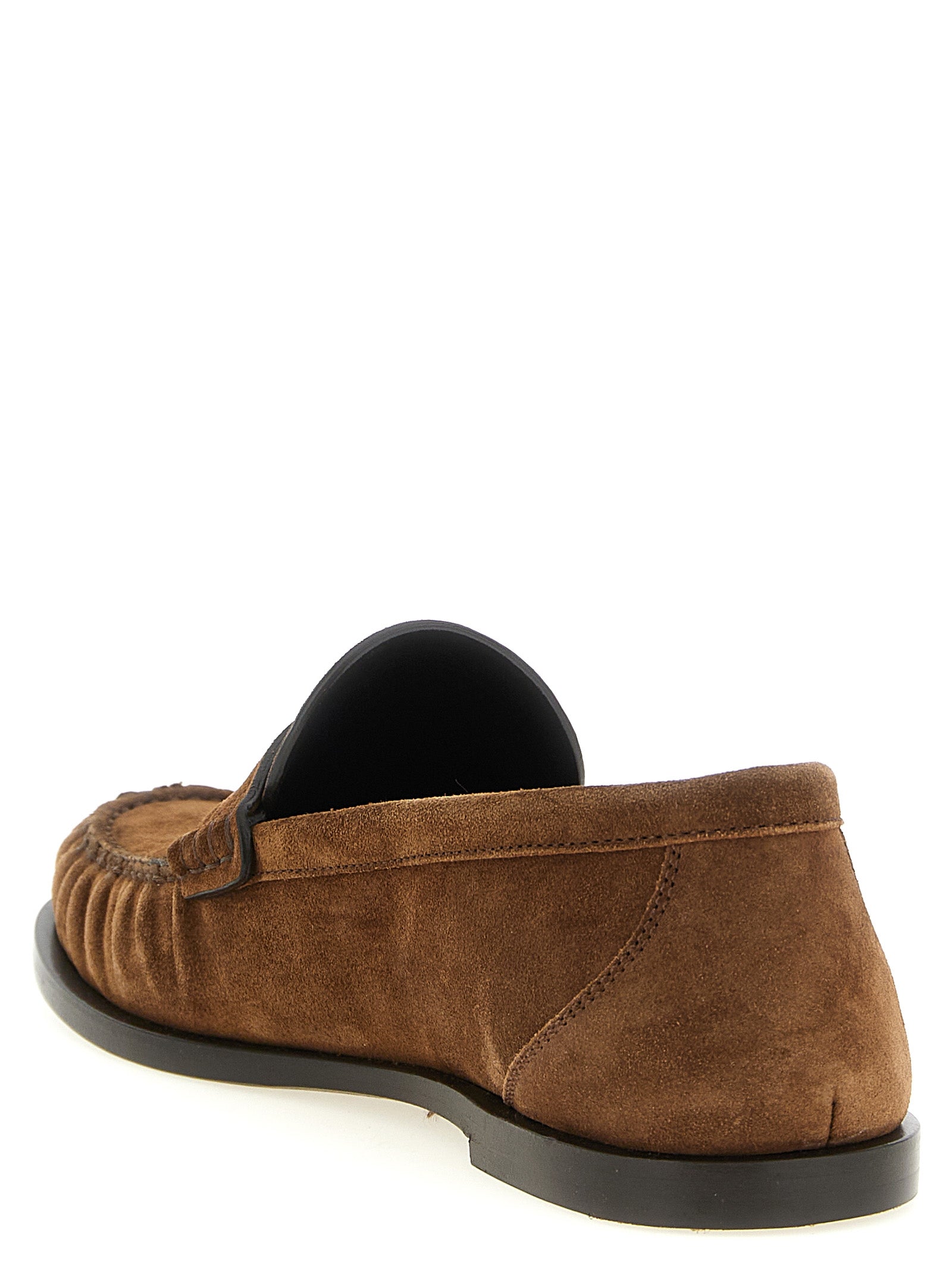 Saint Laurent Braune Kalbsleder-Slipper
