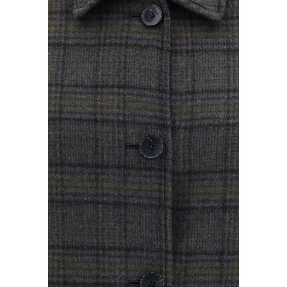 Etro Blauer Wollmantel Oves Aries