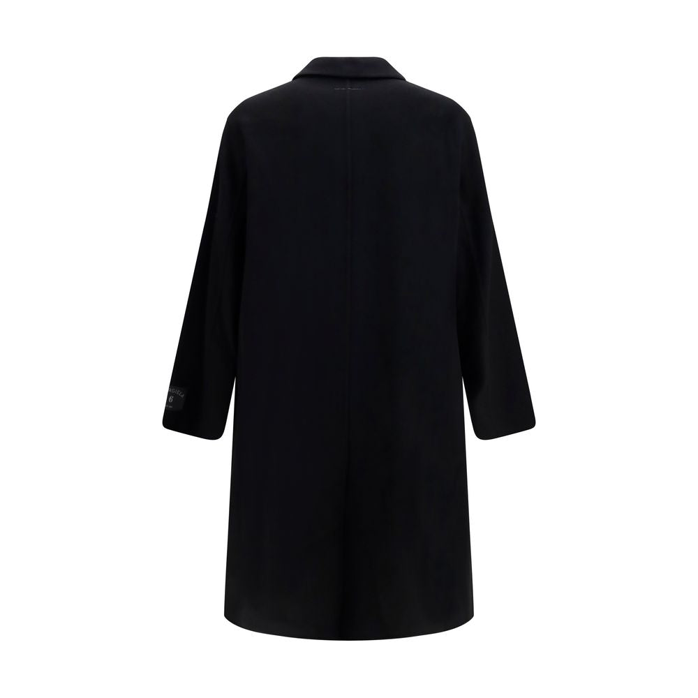 MM6 Schwarzer Wollmantel Oves Aries