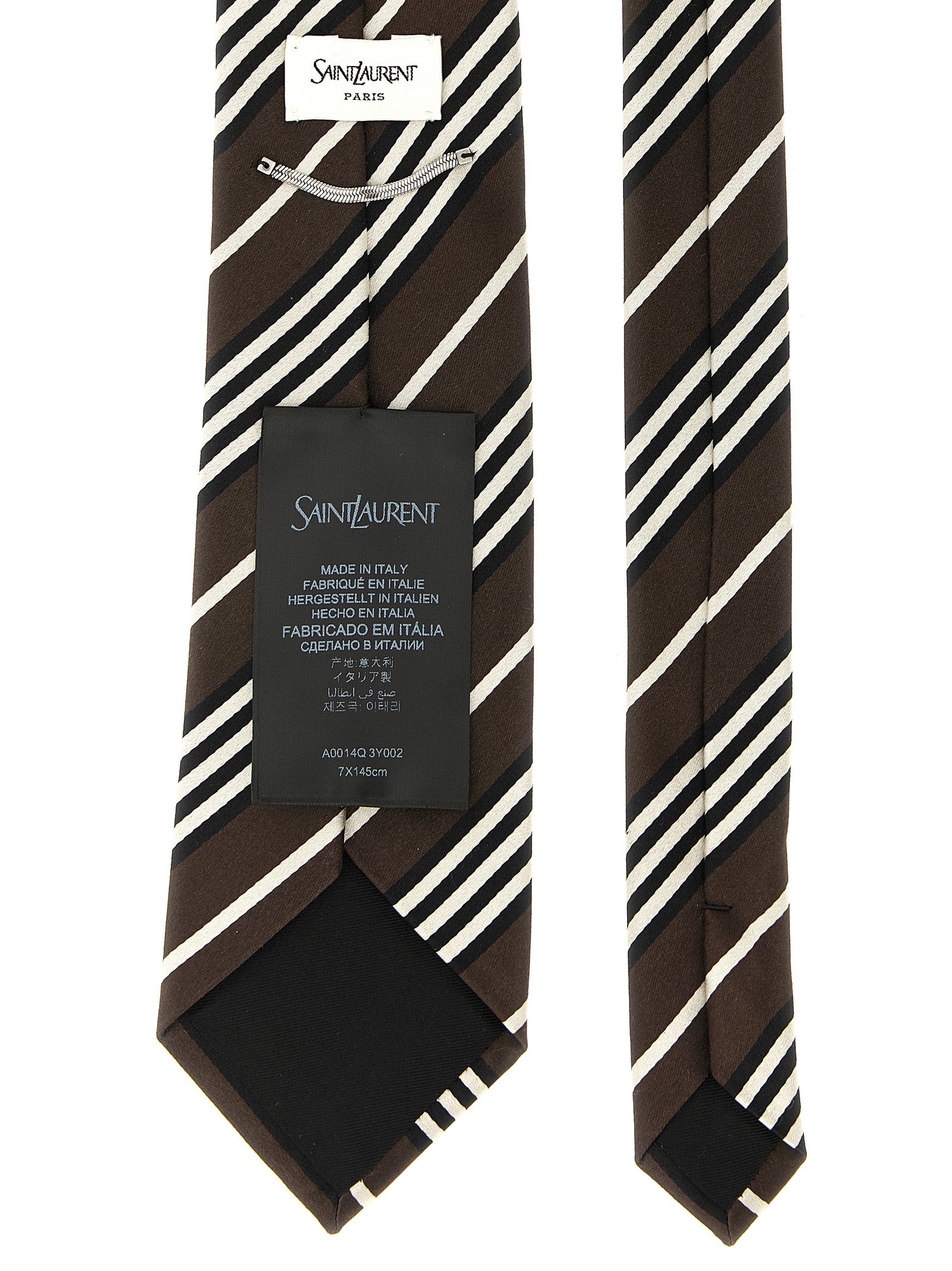 Saint Laurent Braune Seidenkrawatte