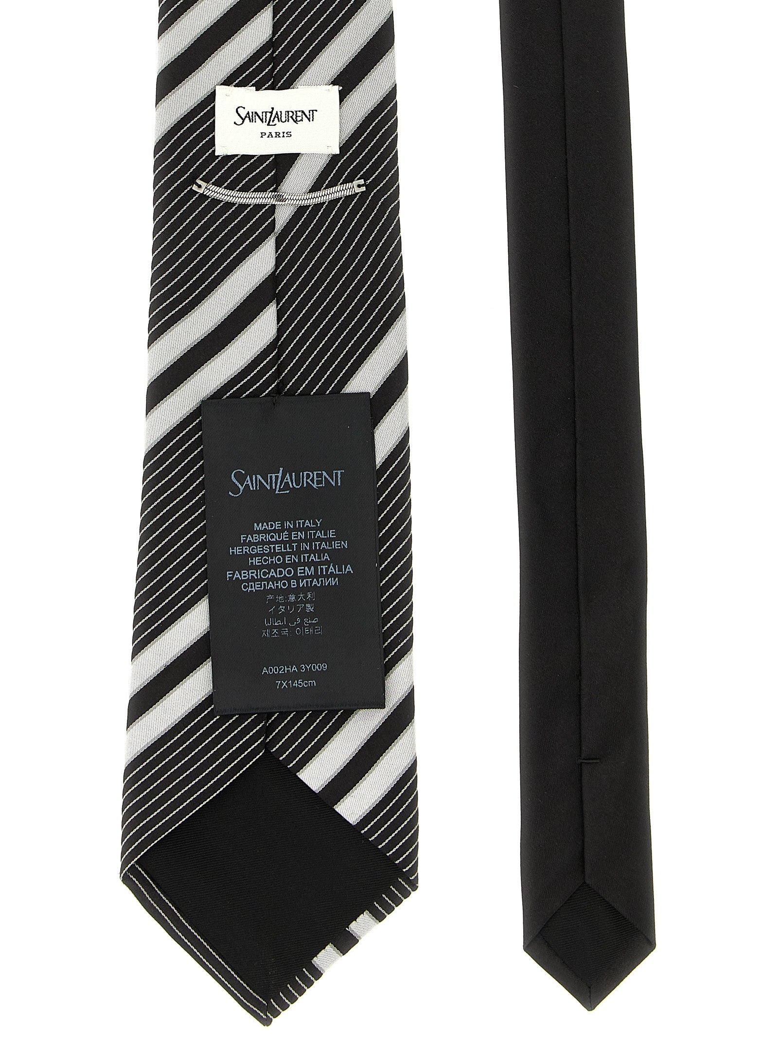 Saint Laurent Zweifarbige Seidenkrawatte