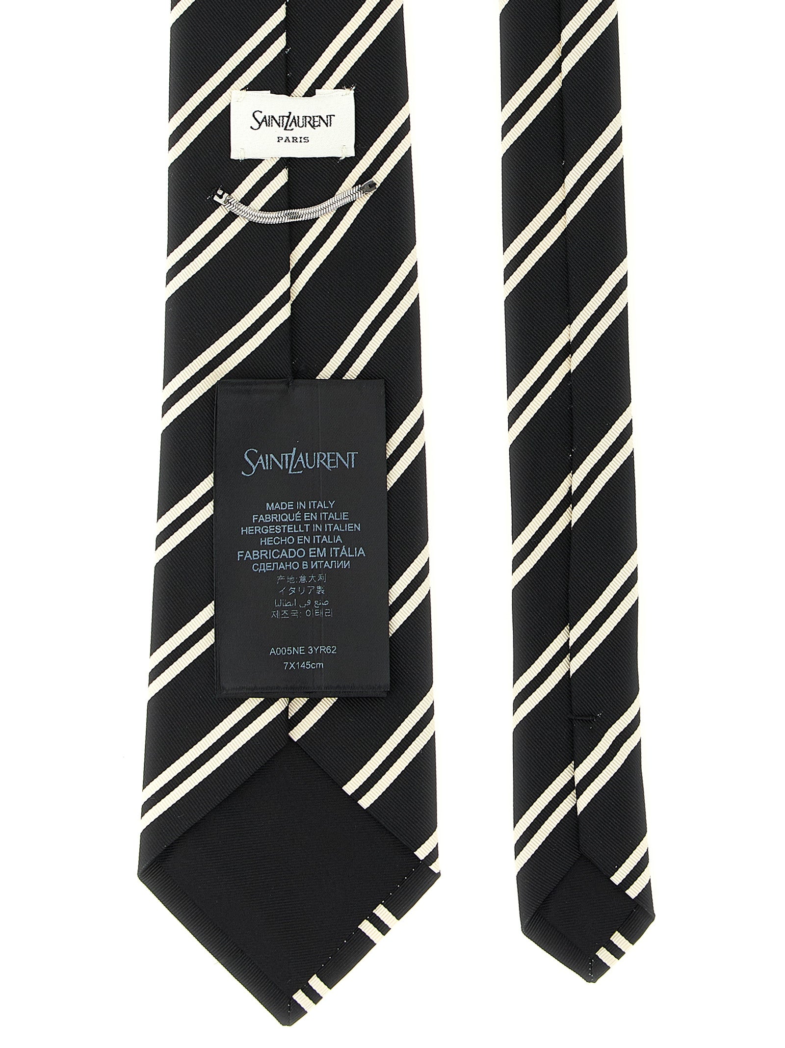 Saint Laurent Schwarze Seidenkrawatte