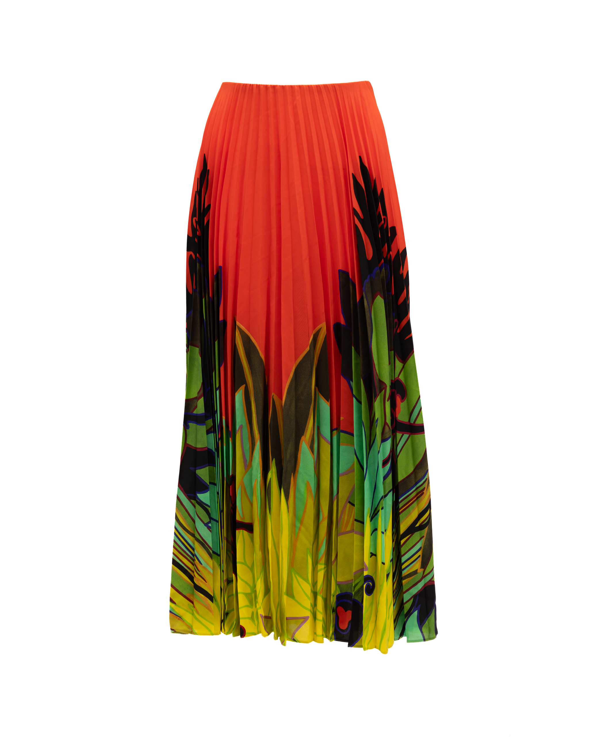 Valentino Garavani Orange Plissierter Blumenrock