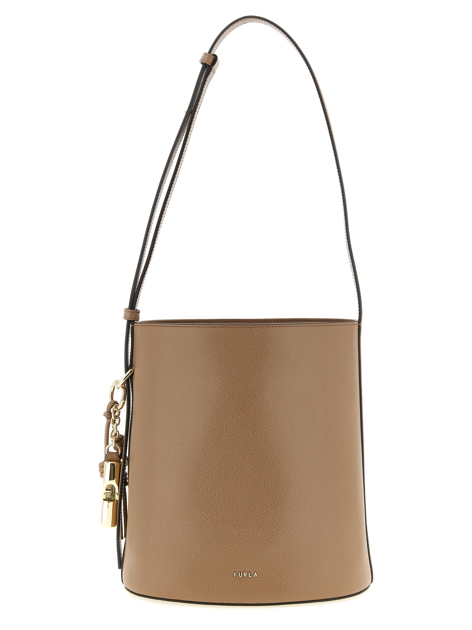 Furla Beigefarbene Kalbshaut Schultertasche