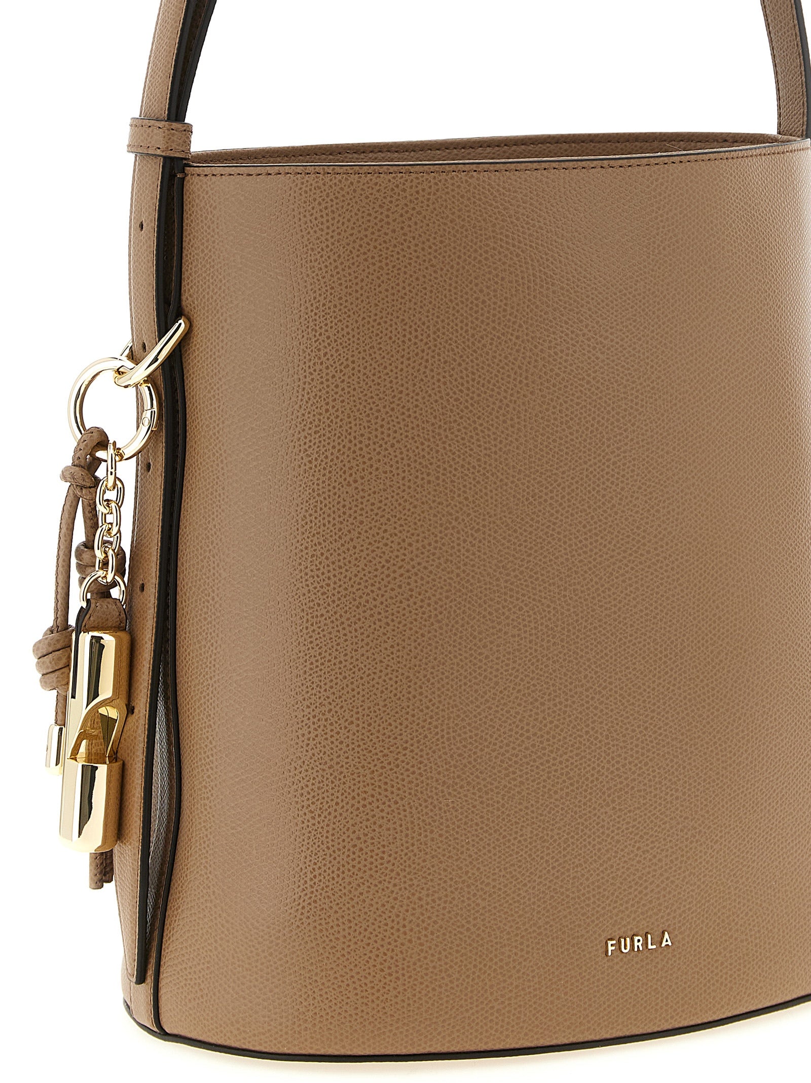 Furla Beigefarbene Kalbshaut Schultertasche
