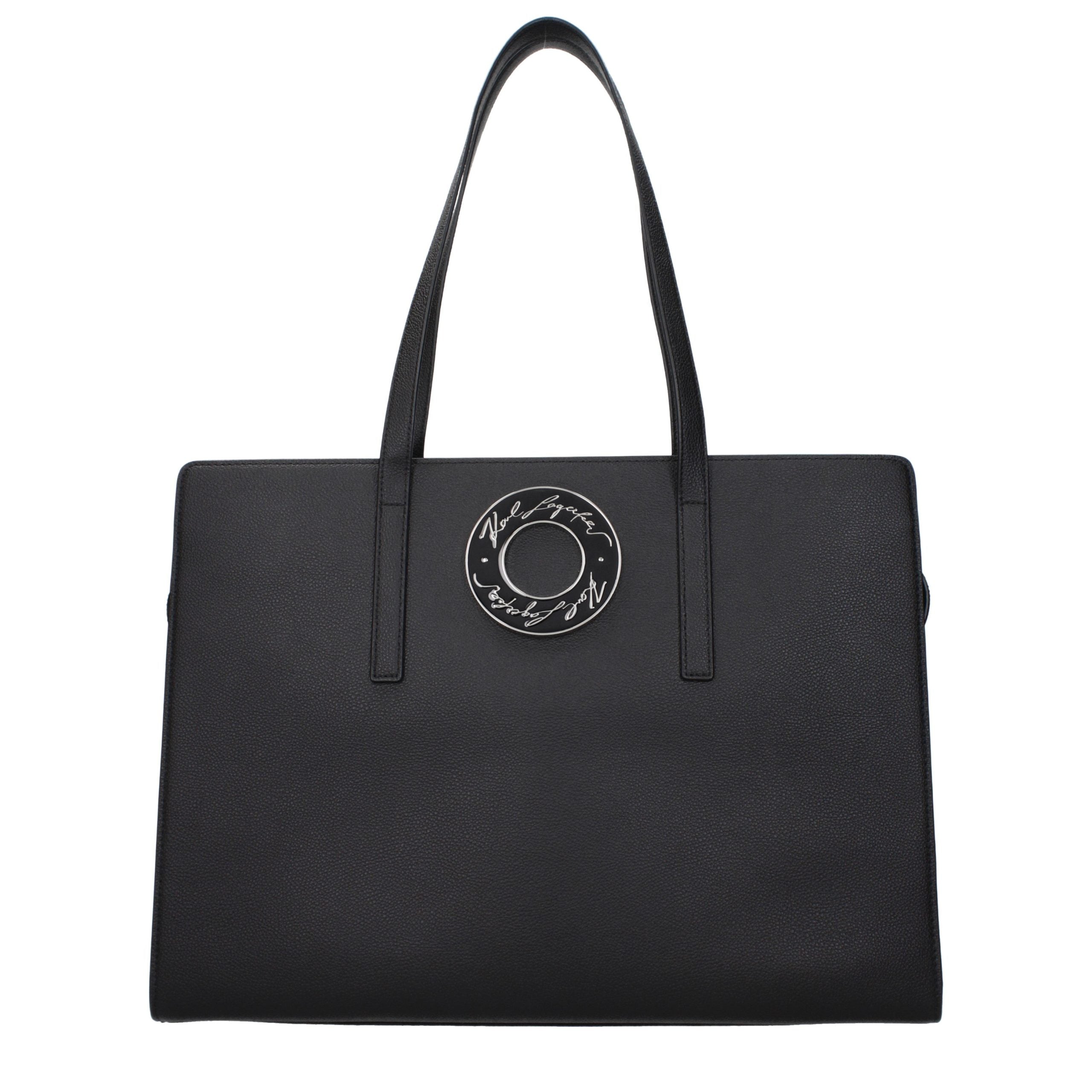 Karl Lagerfeld Schwarze Leder Umhängetasche