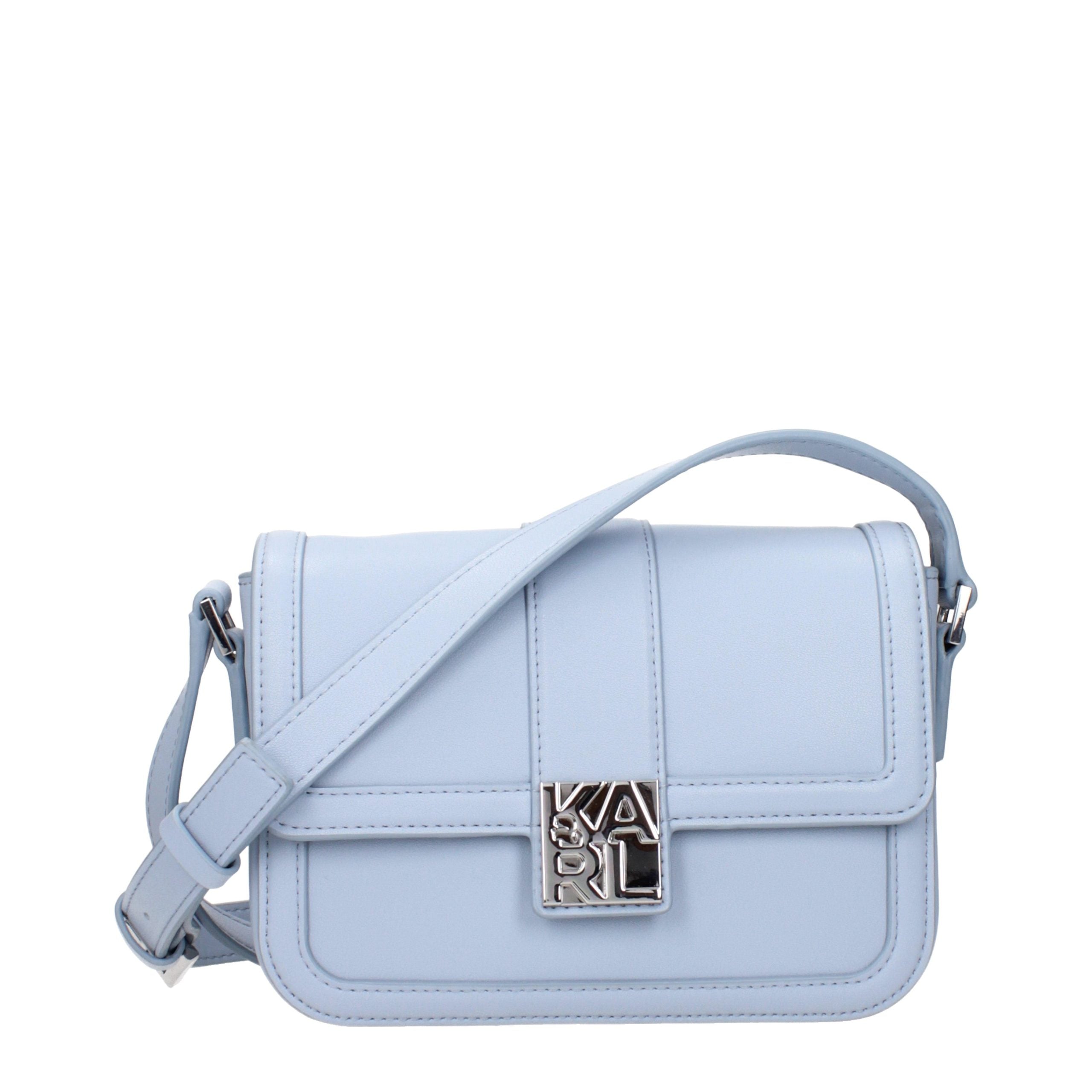 Karl Lagerfeld Hellblaue Umhängetasche aus Leder