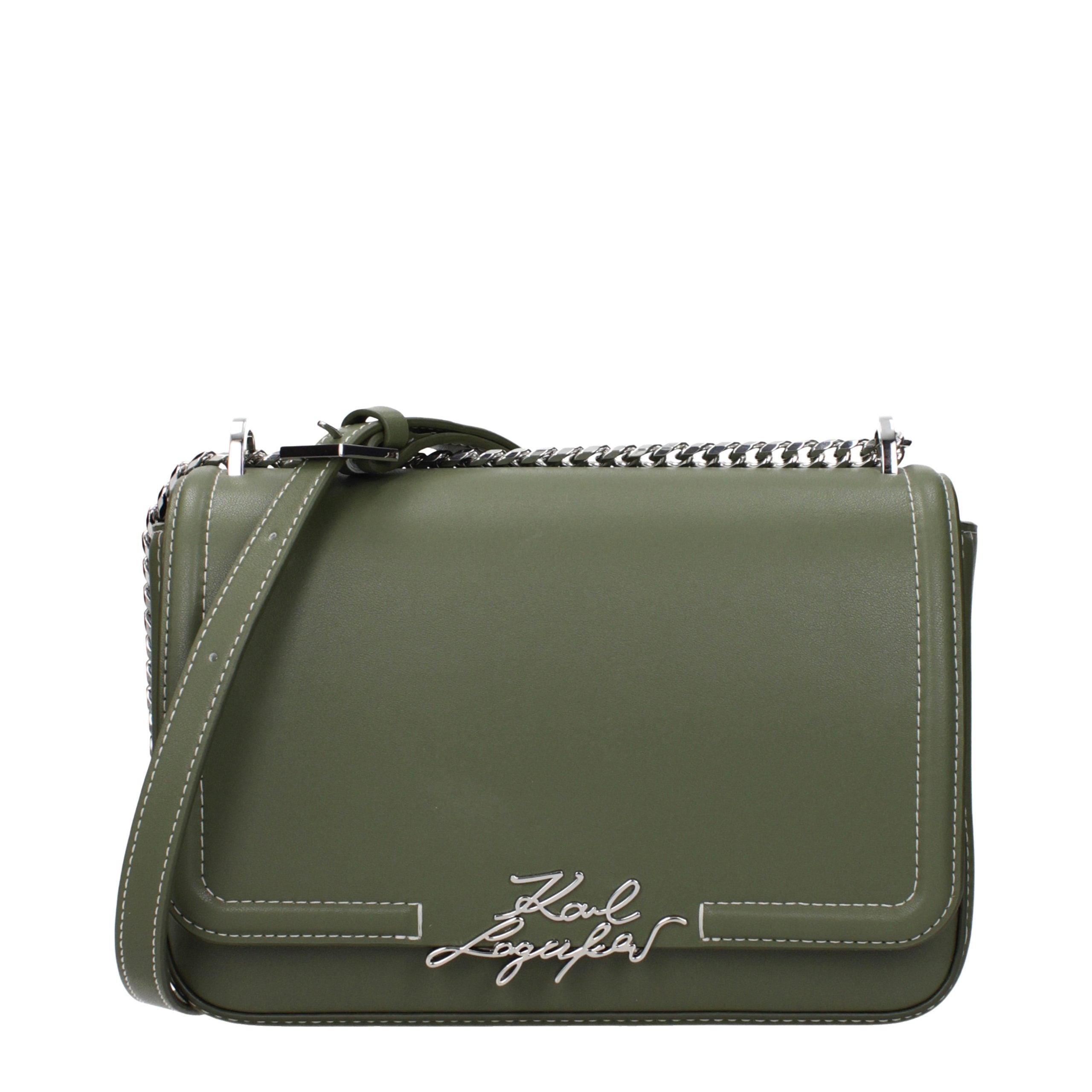 Karl Lagerfeld Grüne Leder Schultertasche