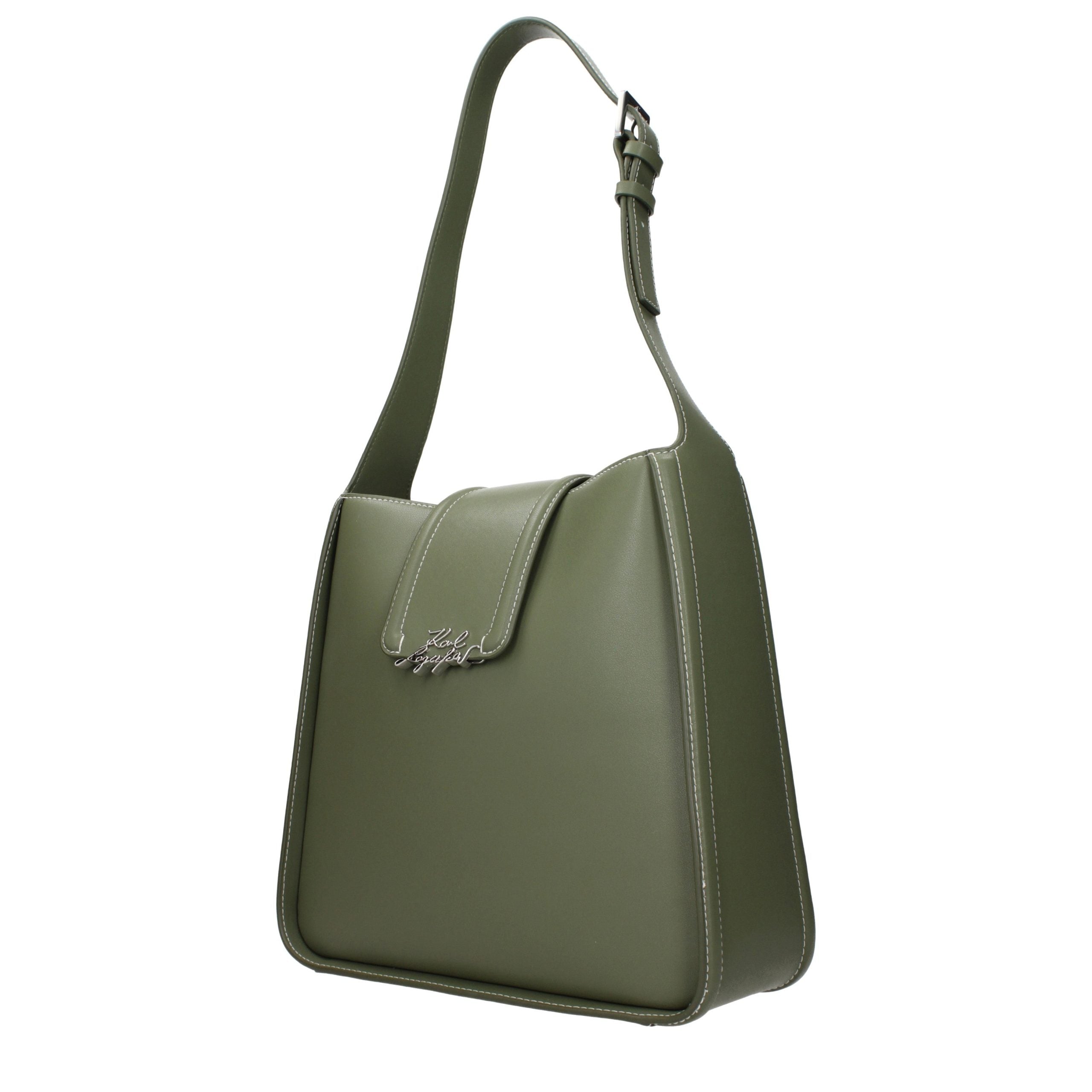 Karl Lagerfeld Grüne Leder Schultertasche