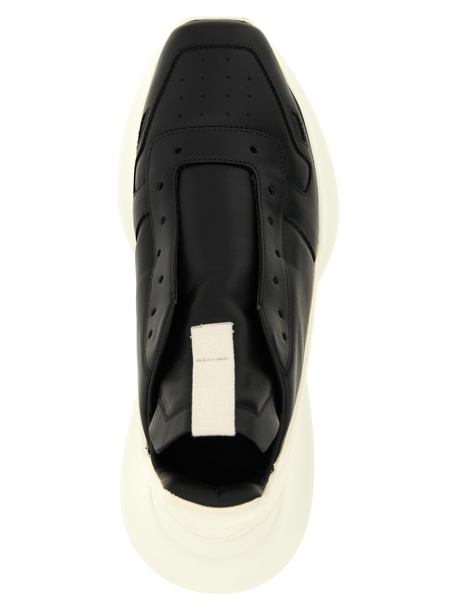 Rick Owens Zweifarbige Kalbsleder-Sneaker mit Chunky-Sohle