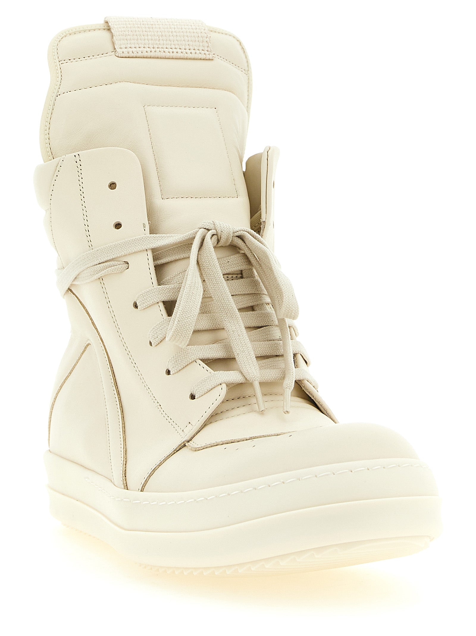 Rick Owens Weiße Kalbsleder High-Top-Sneaker