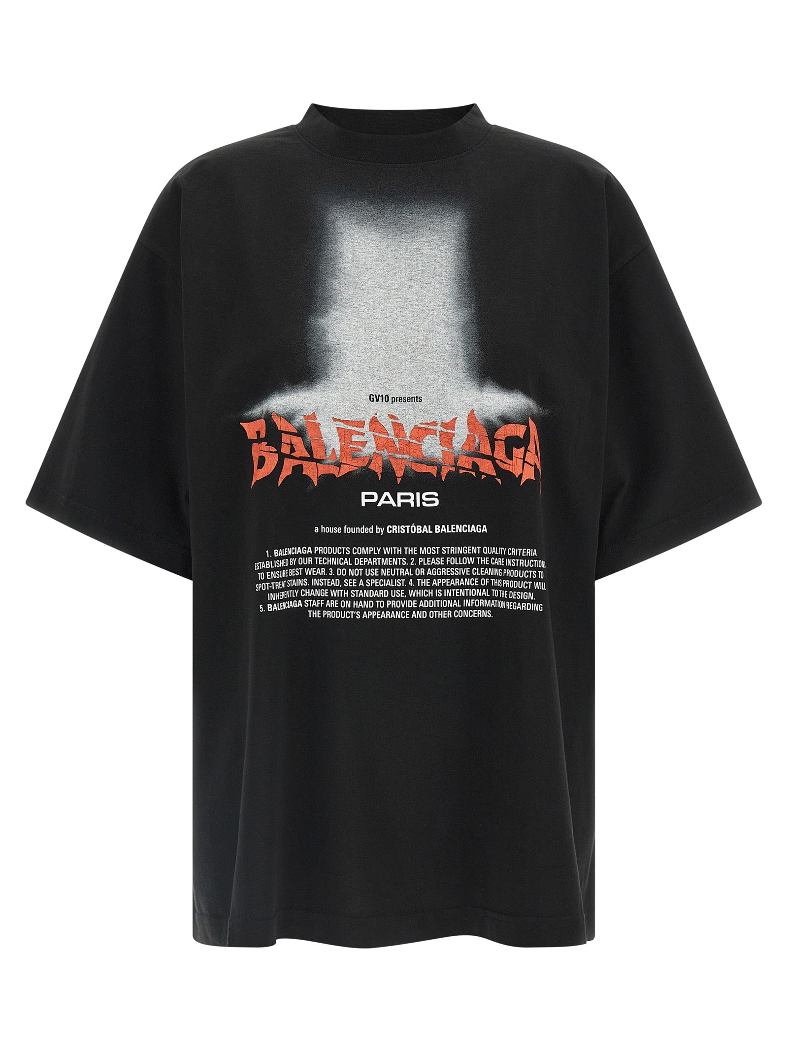 Balenciaga Schwarzes Baumwoll-T-Shirt