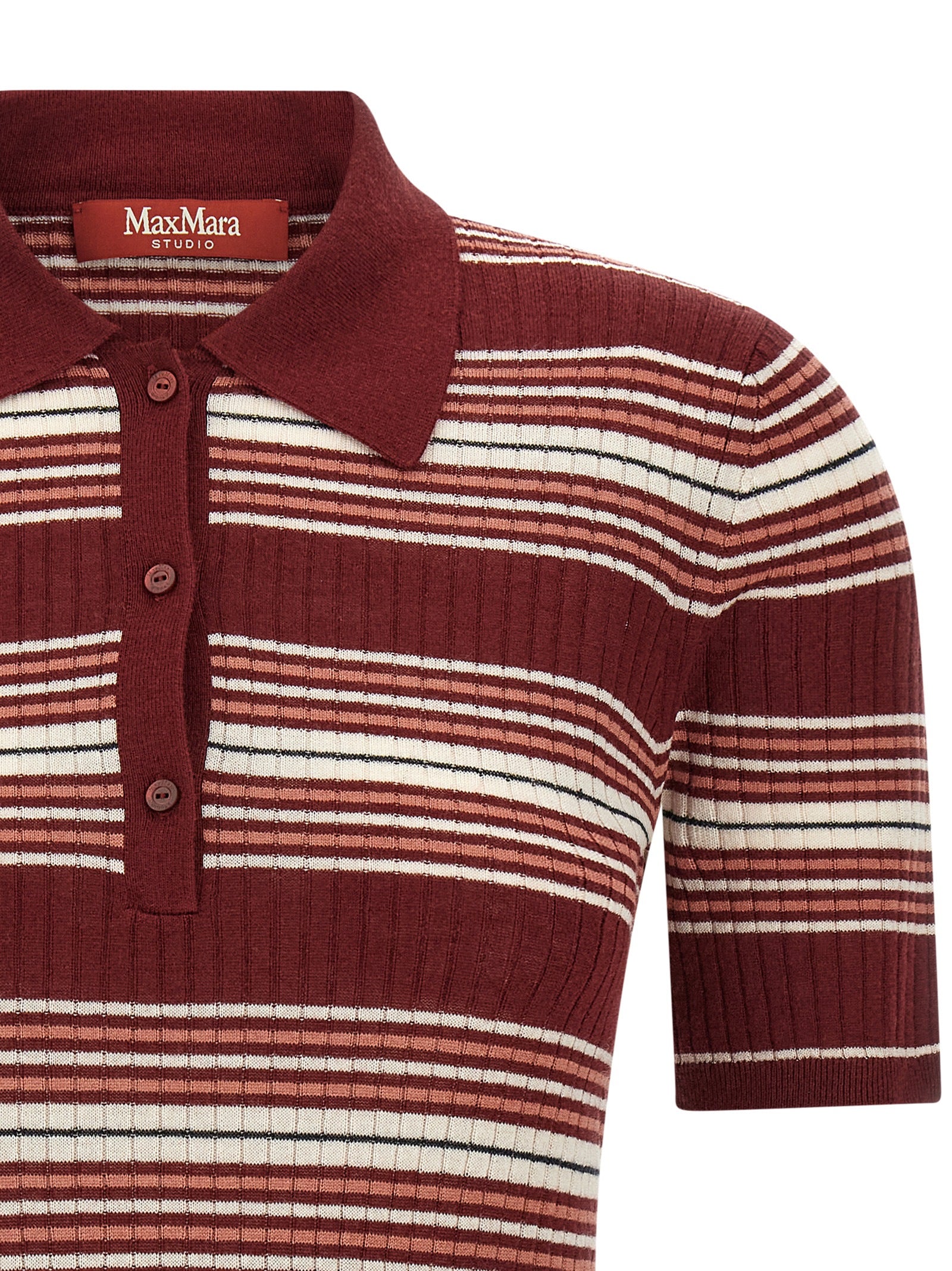 Max Mara Bordeauxfarbenes Seiden-Poloshirt