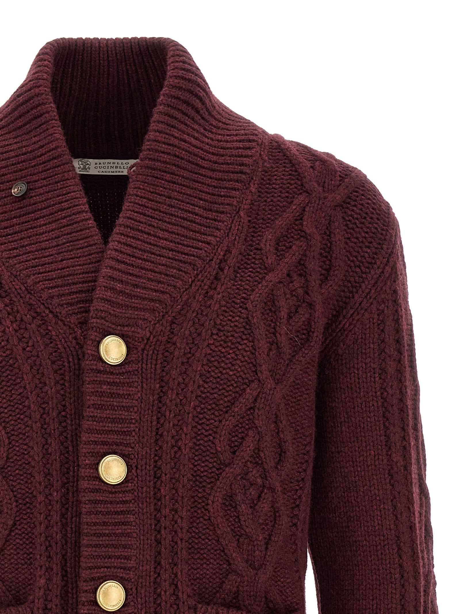 Brunello Cucinelli Kaschmir-Strickjacke in Bordeaux