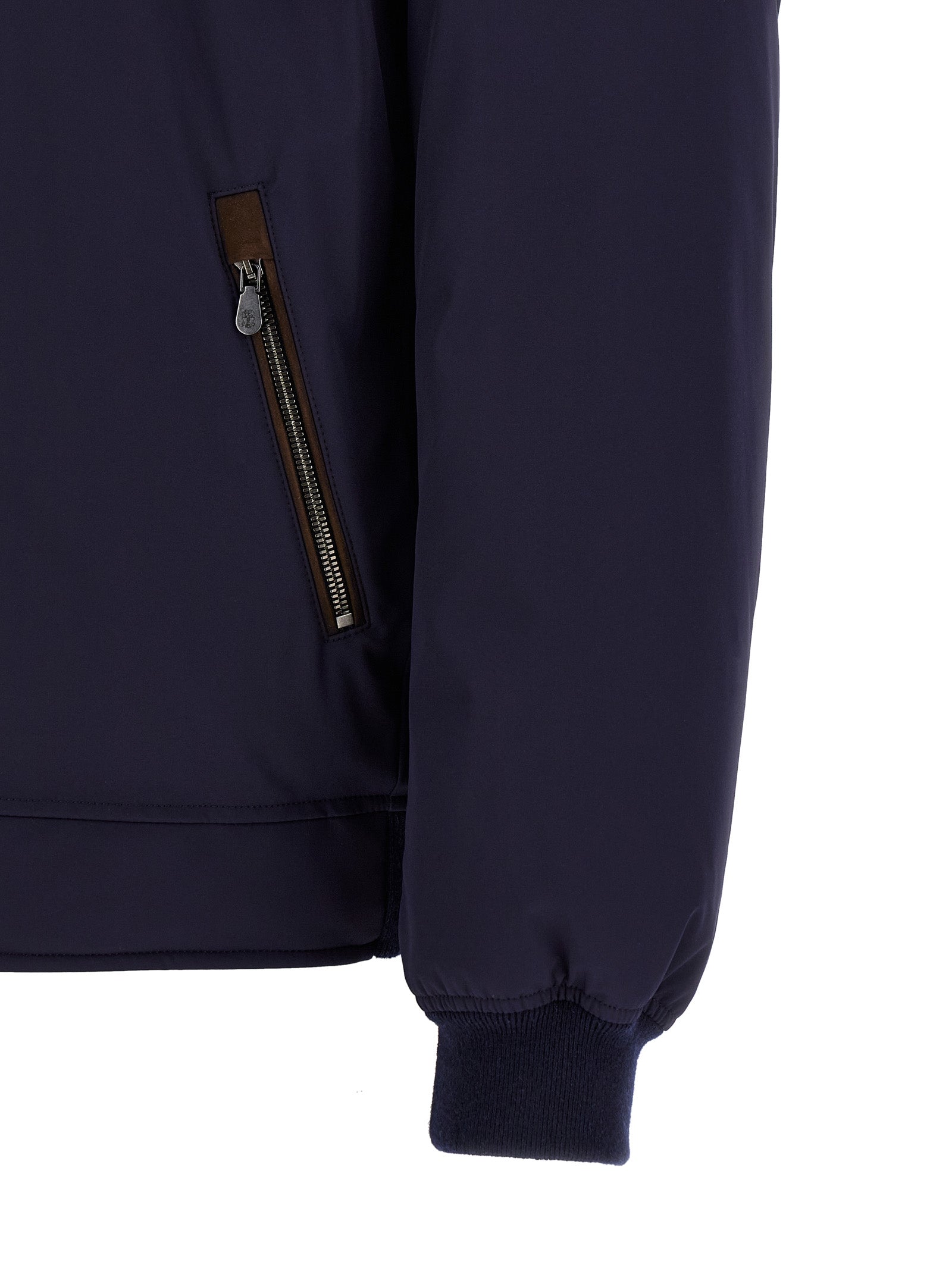 Brunello Cucinelli Blaue Polyamid-Jacke in voller Länge