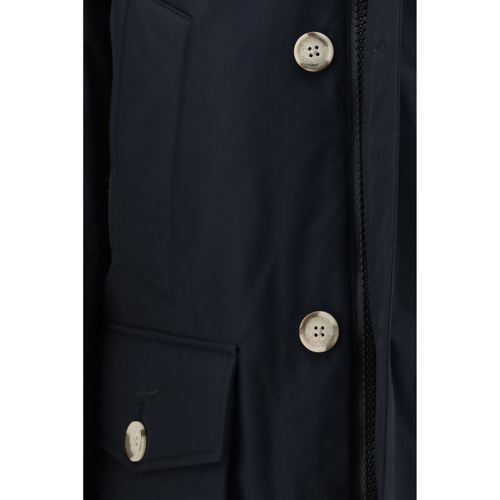 Woolrich Blauer Baumwollparka