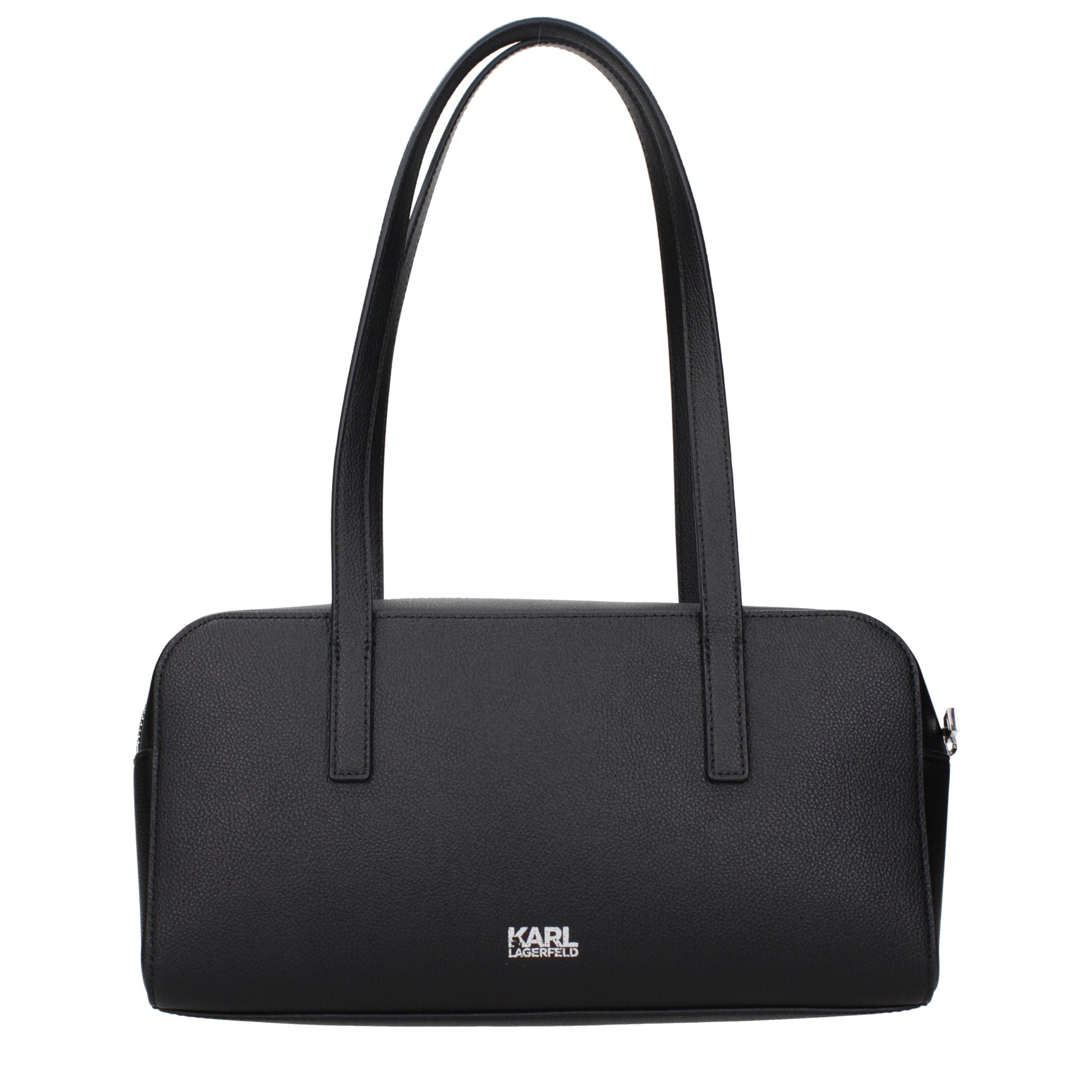 Karl Lagerfeld Schwarze Leder Umhängetasche