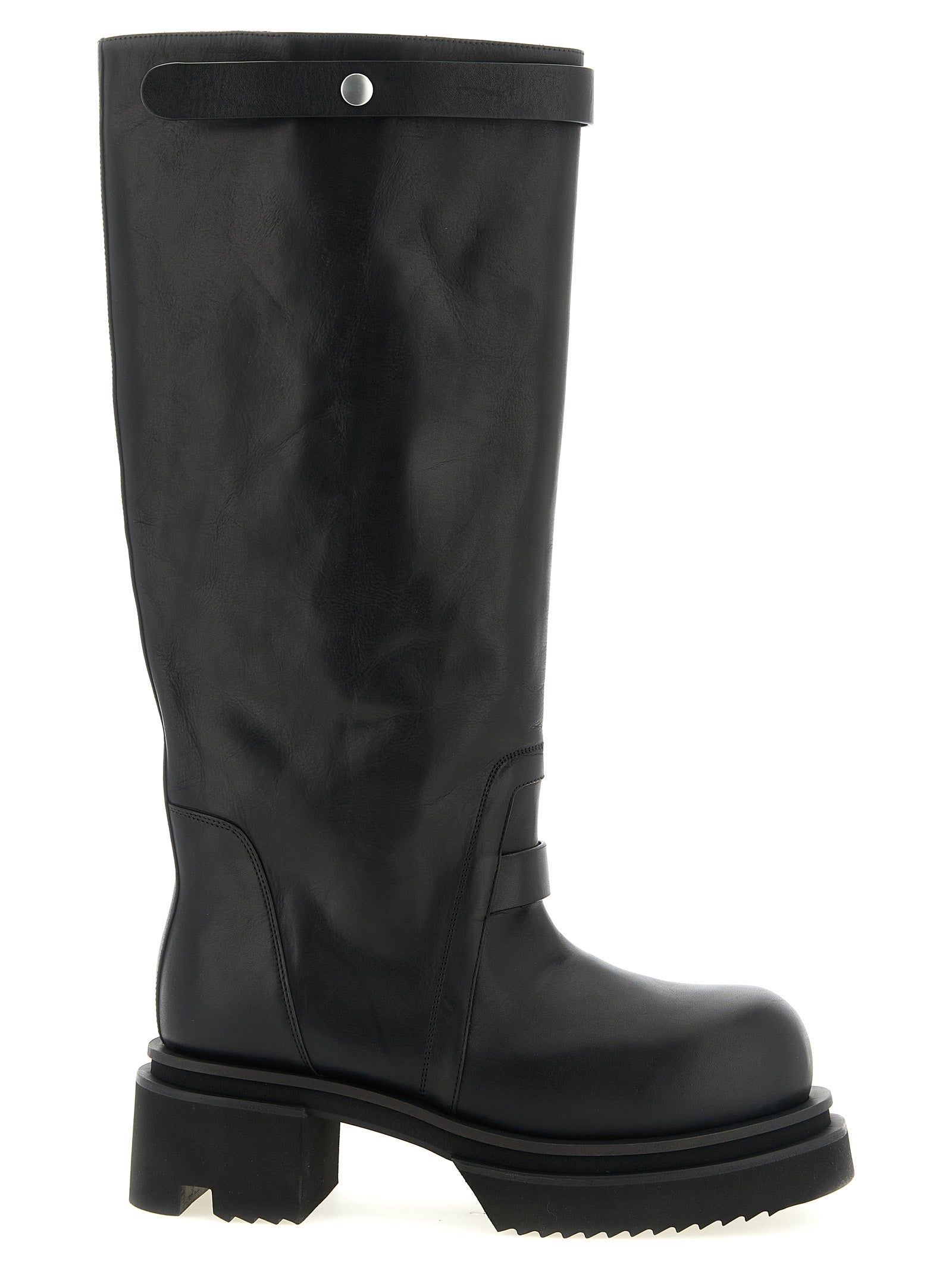 Rick Owens Schwarzes Kalbsleder Over-the-Knee