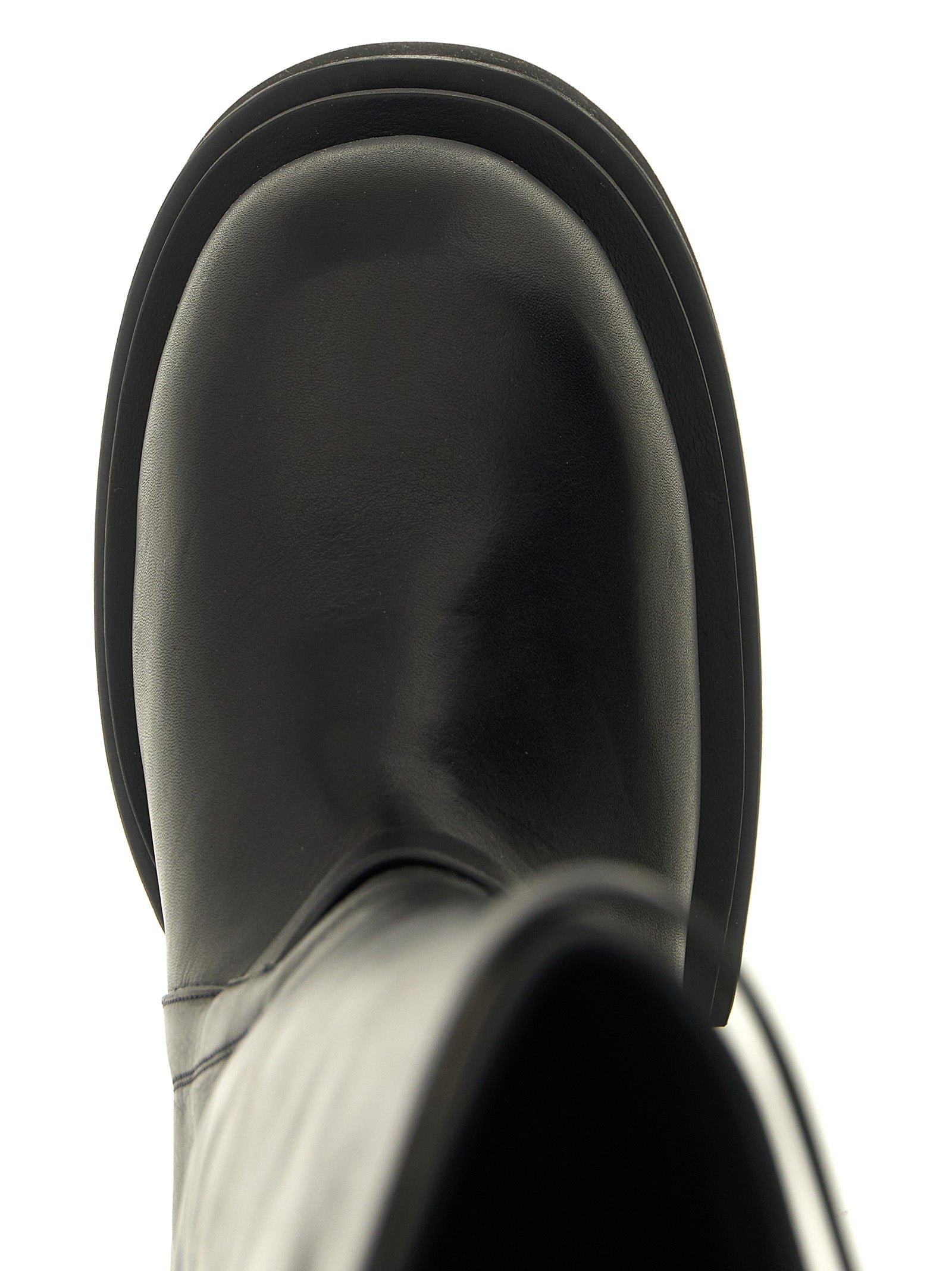 Rick Owens Schwarzes Kalbsleder Over-the-Knee