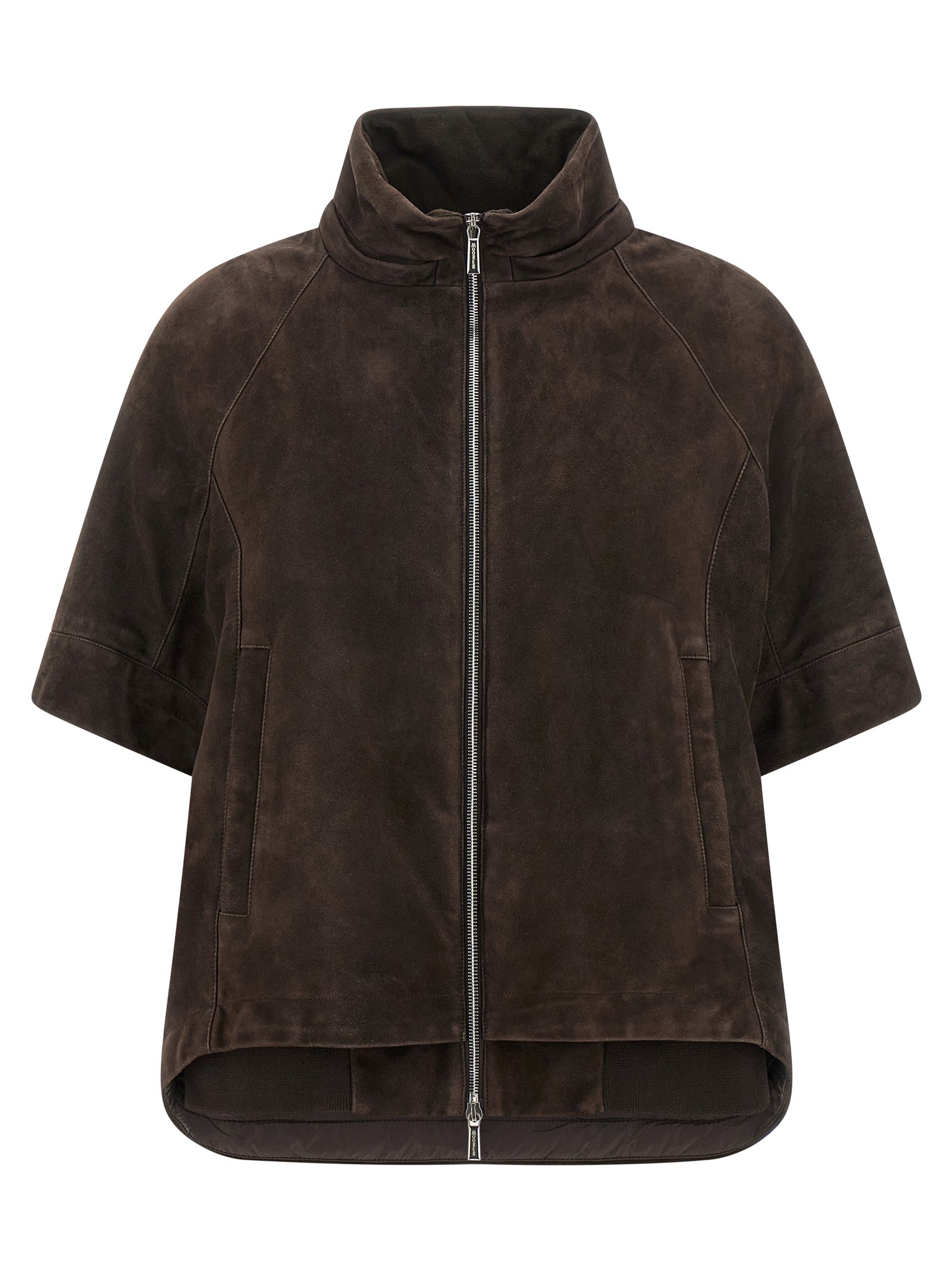 MooRER Braune Leder-Wolljacke